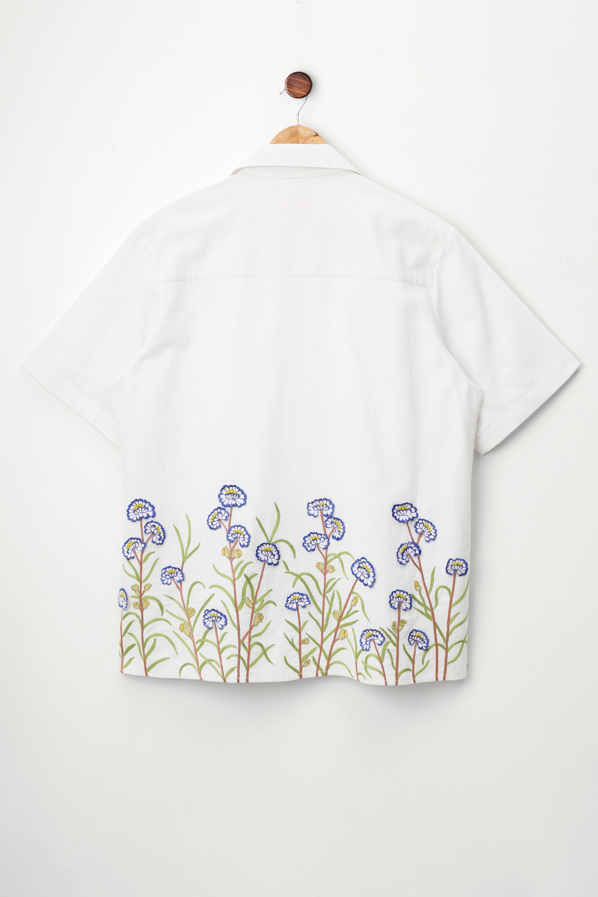 "Daisies in Paradise" hand embroidered shirt