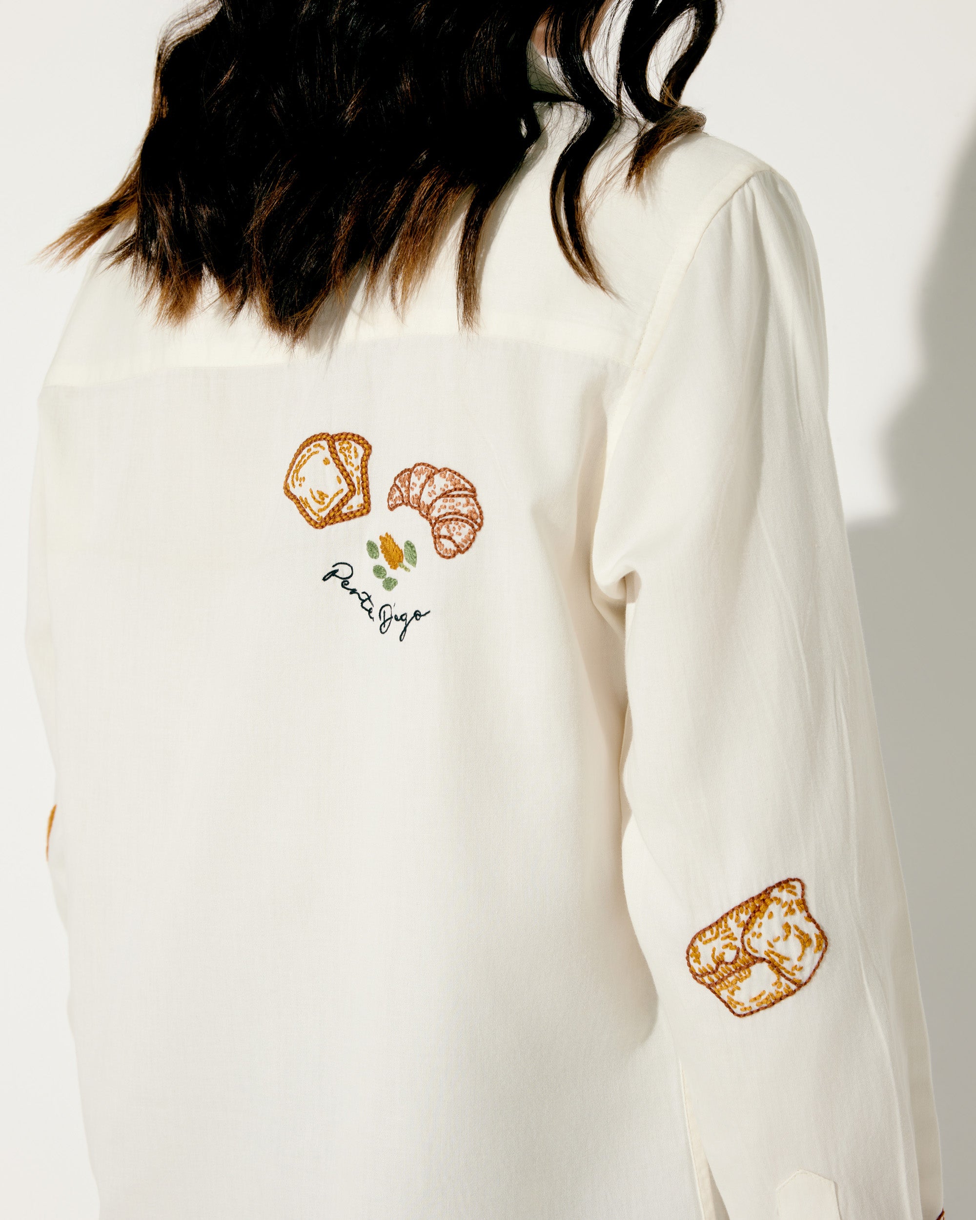 "Le Bakery" hand embroidered shirt