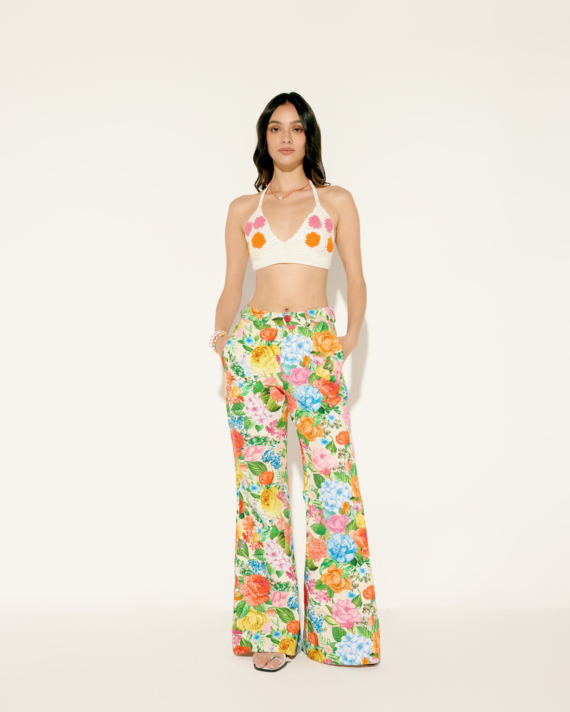 Floral hand crochet bralette