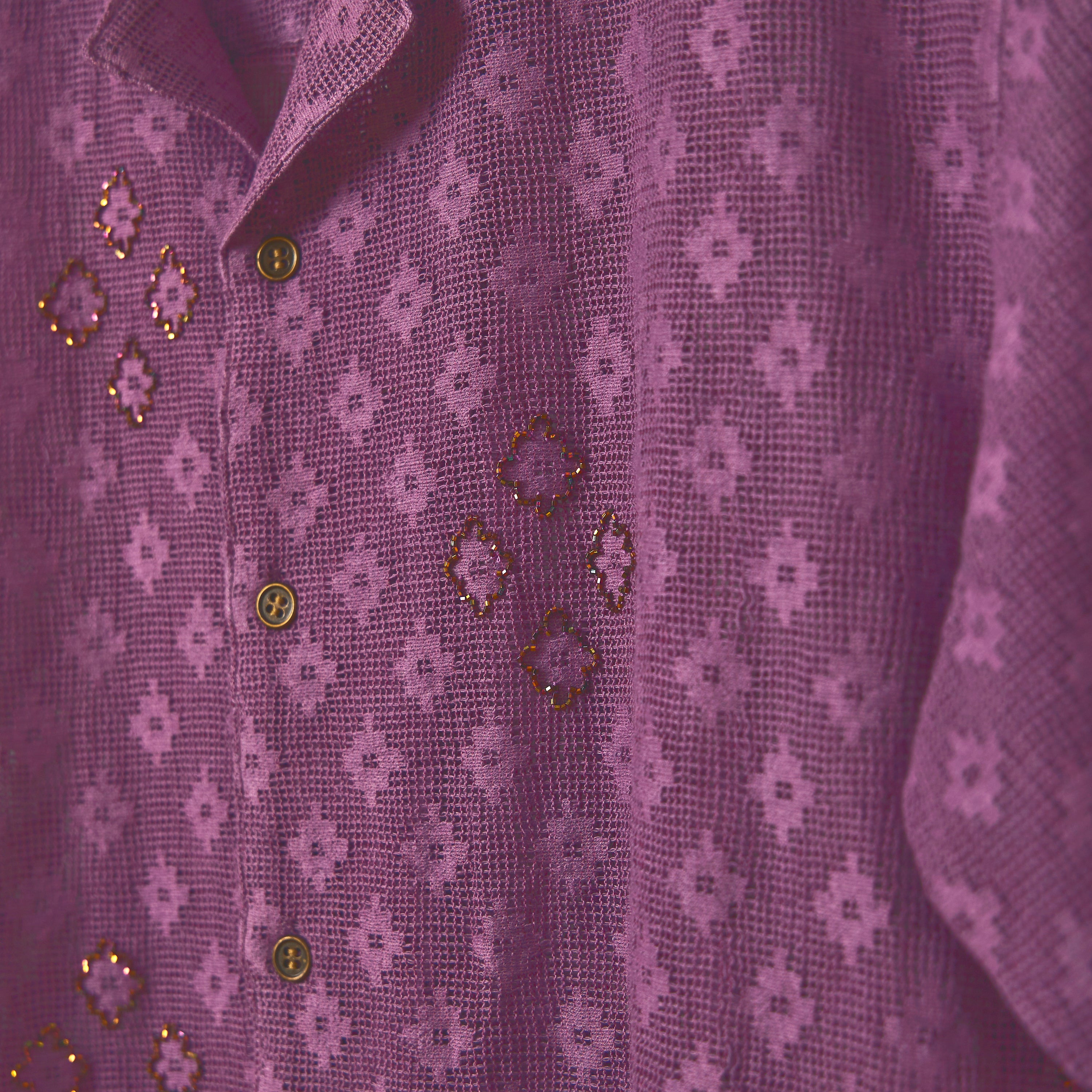 Purple embellished lace shirt