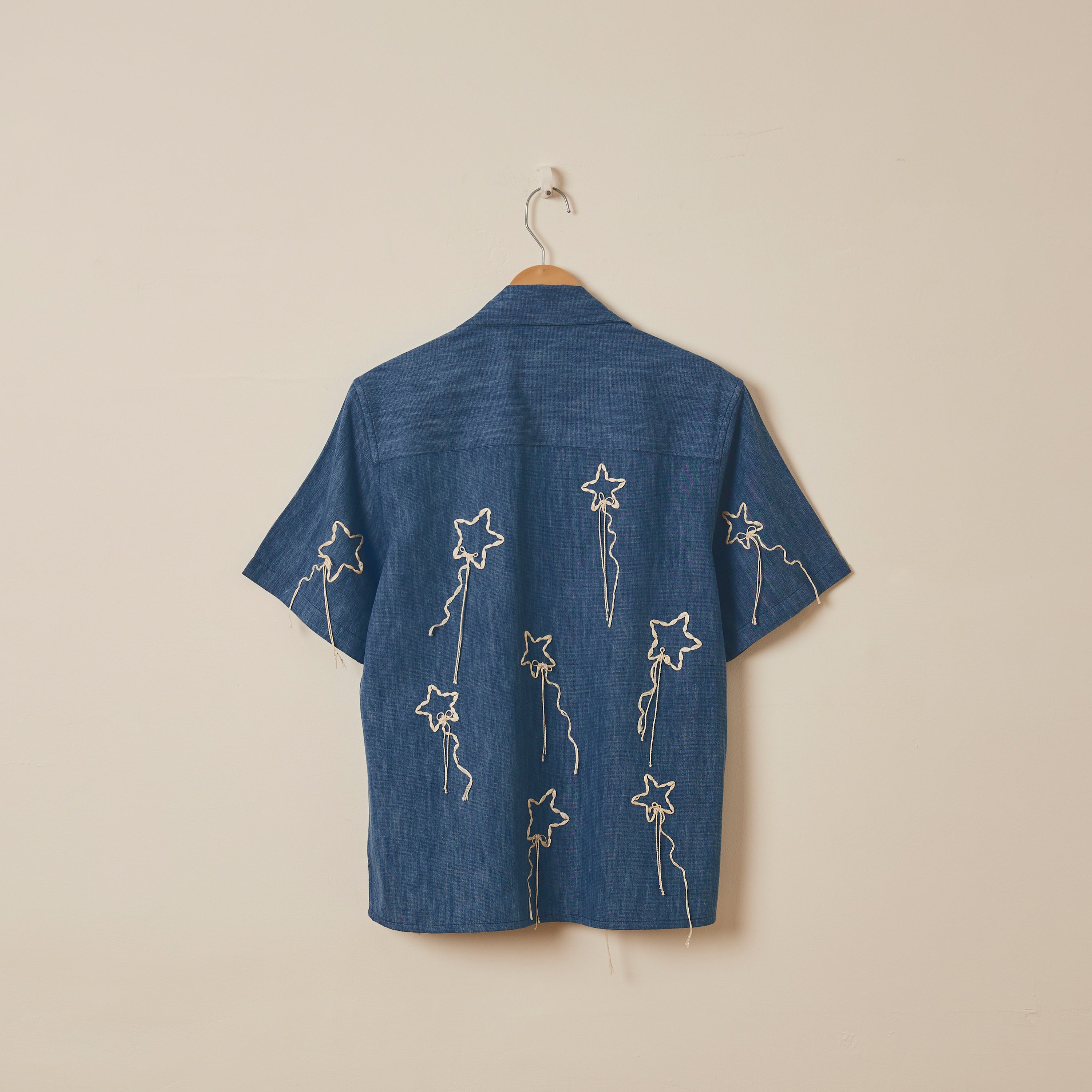 Hand embroidered stars denim shirt