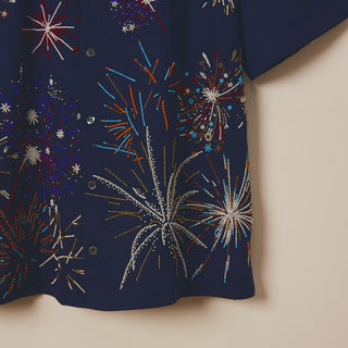 "Le celebration" hand embroidered shirt