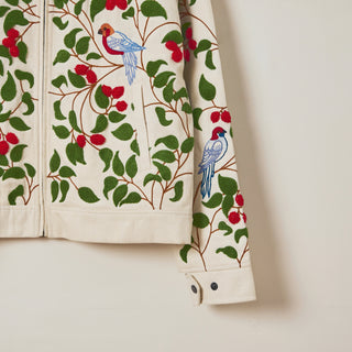 “Hand embroidered cherries” zip up jacket