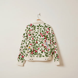 “Hand embroidered cherries” zip up jacket