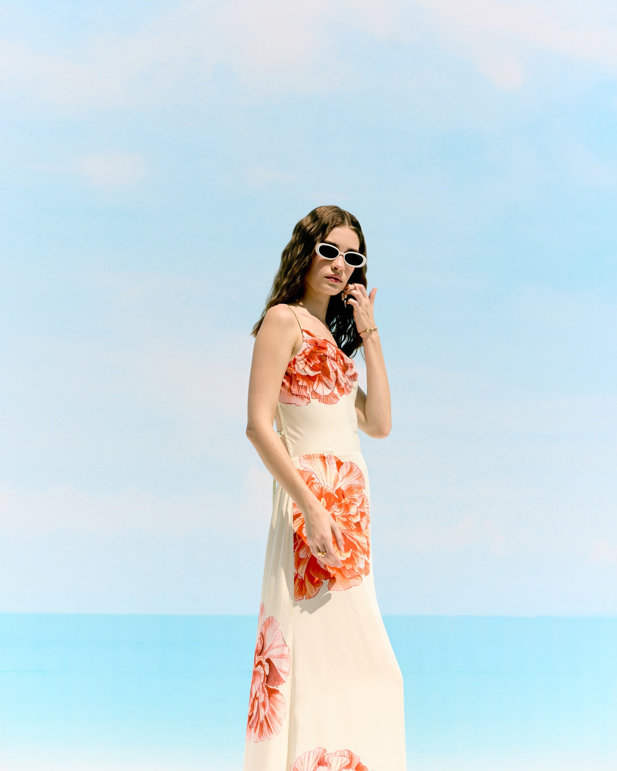 Hydrangea Pleated Cowl Aline Dress
