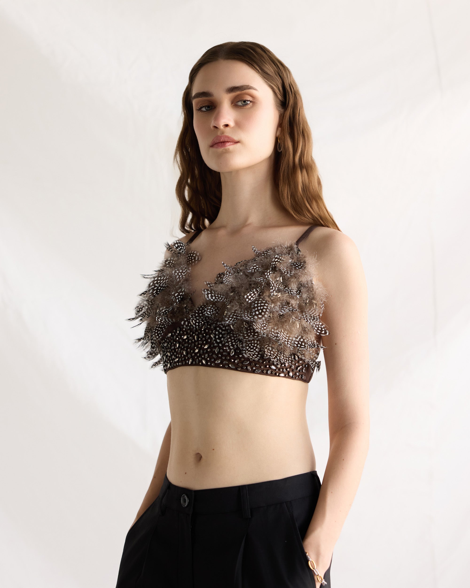 Feather beaded bralette