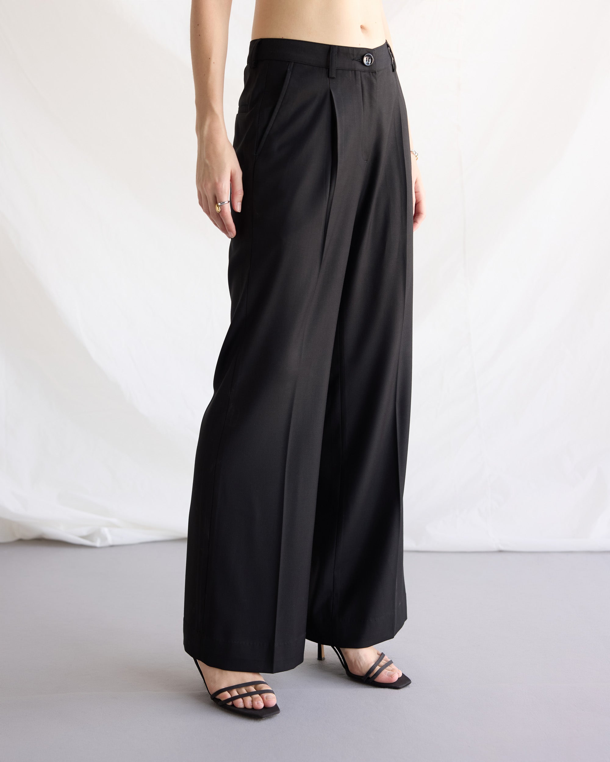 Black Flayered Pants