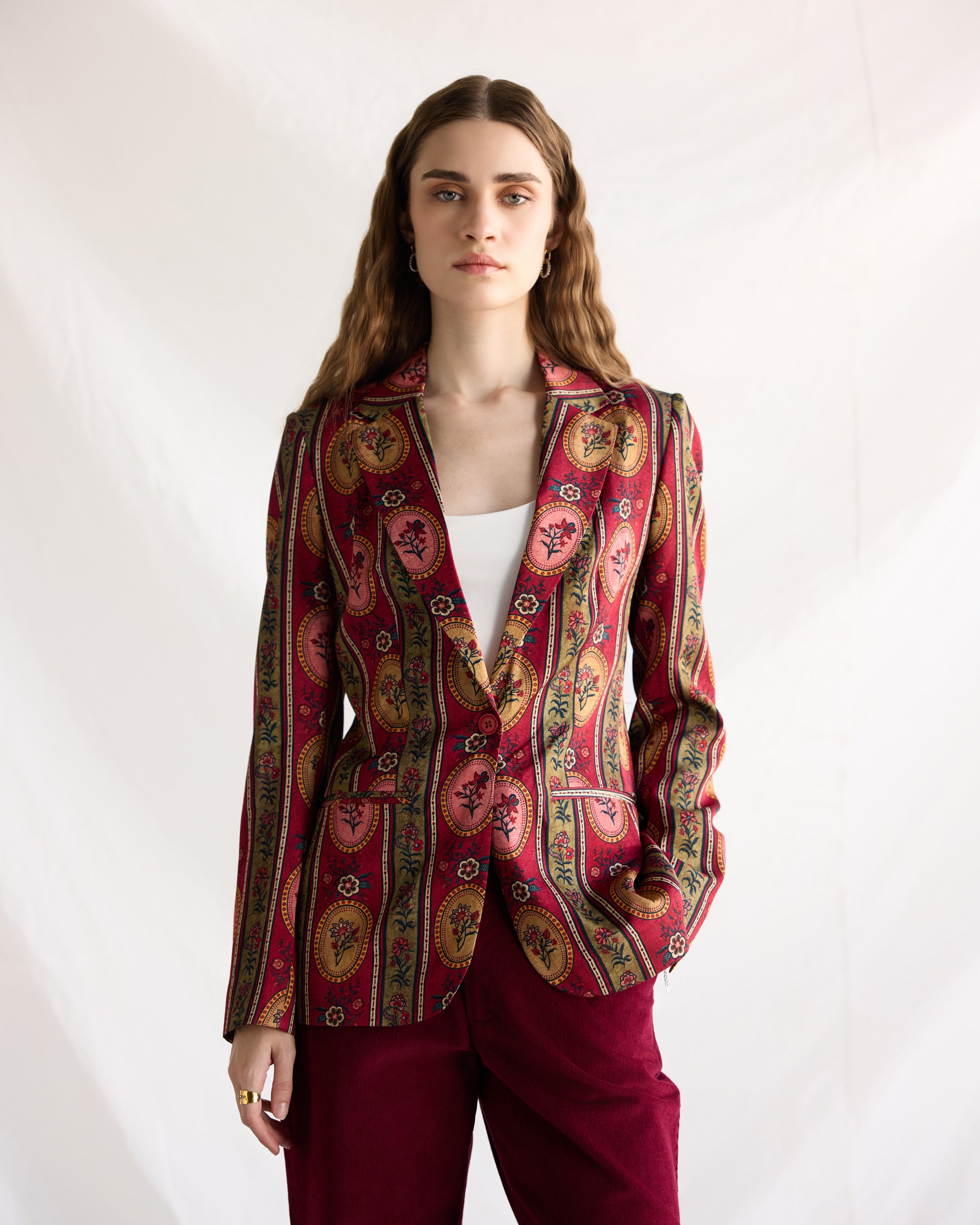 Vintage floral stripes blazer