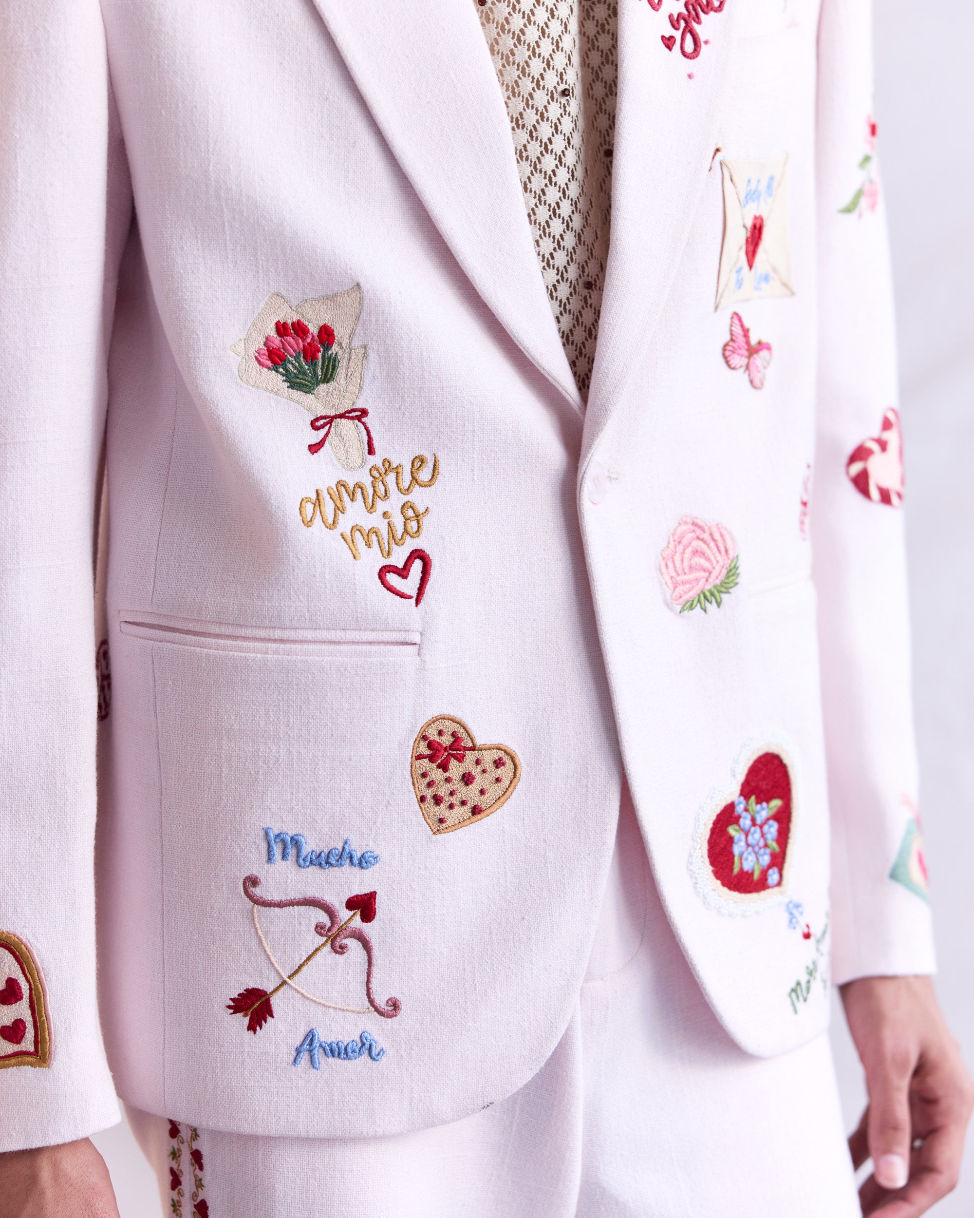 “Amore Mio” hand embroidered blazer