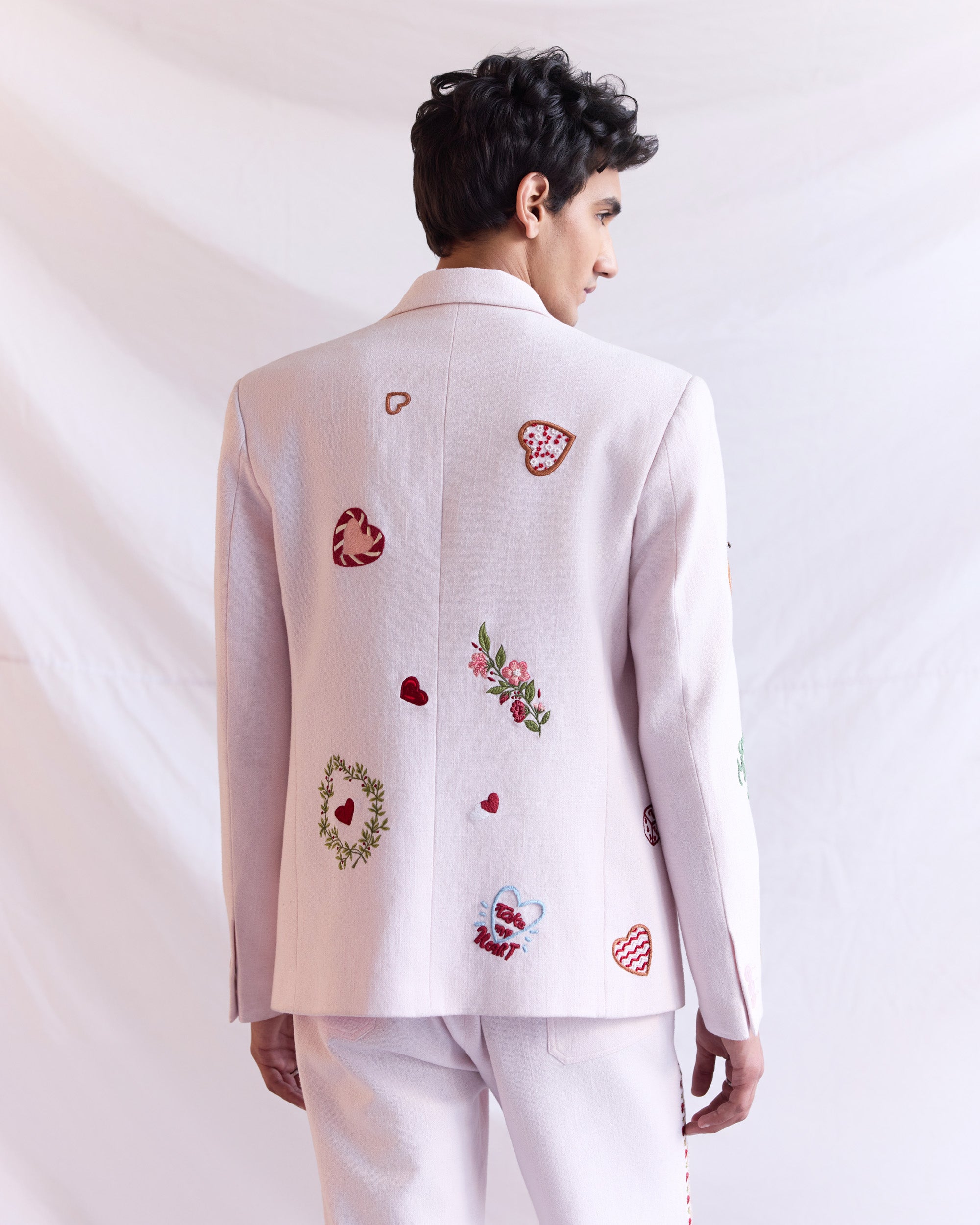 “Amore Mio” hand embroidered blazer