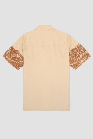 Abstract wave embroidered shirt
