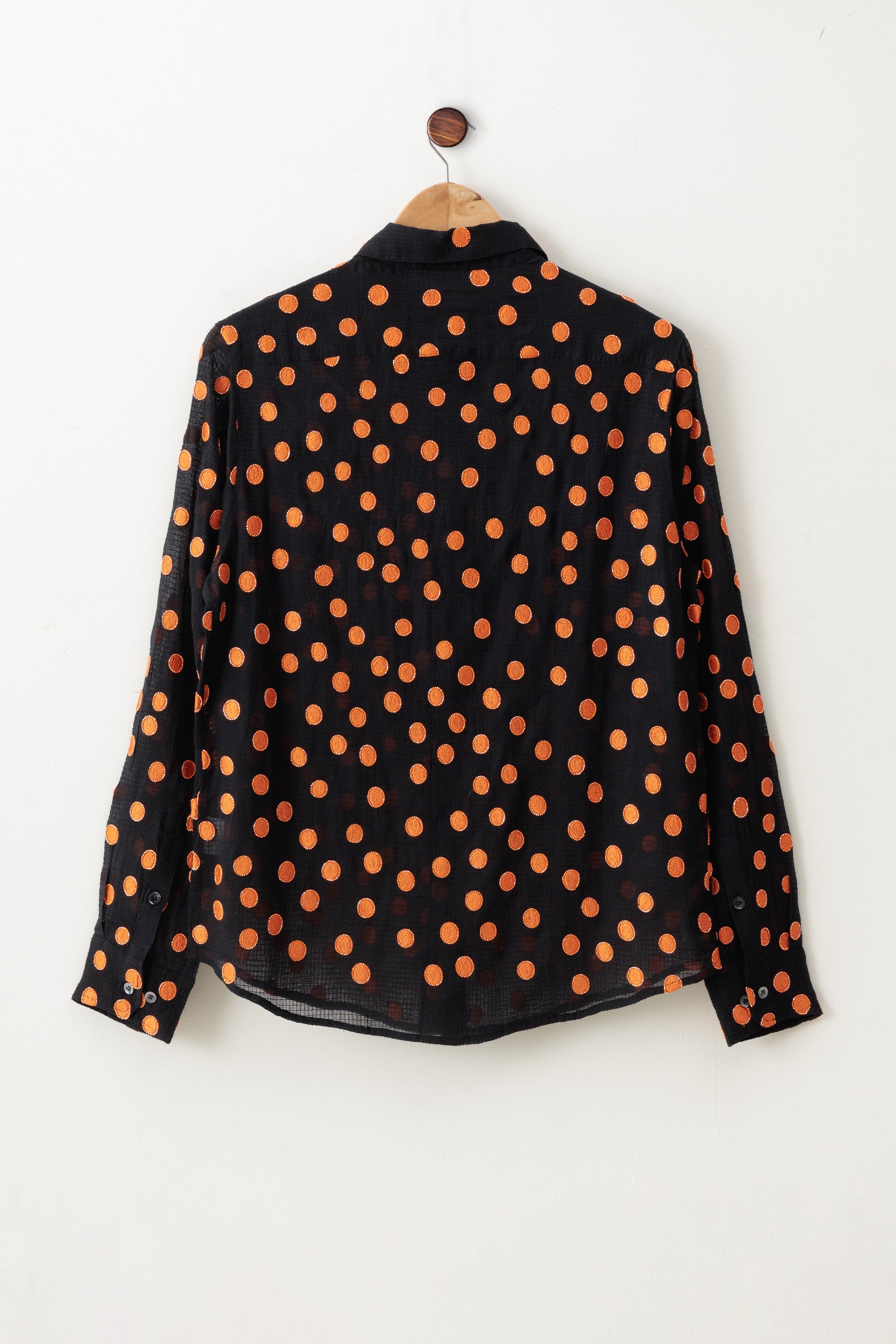 Hand Embroidered Orange Polka Shirt