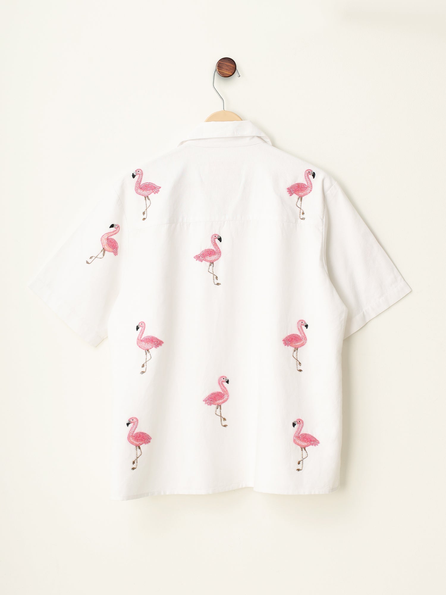 “Le Flamingo” hand embroidered shirt