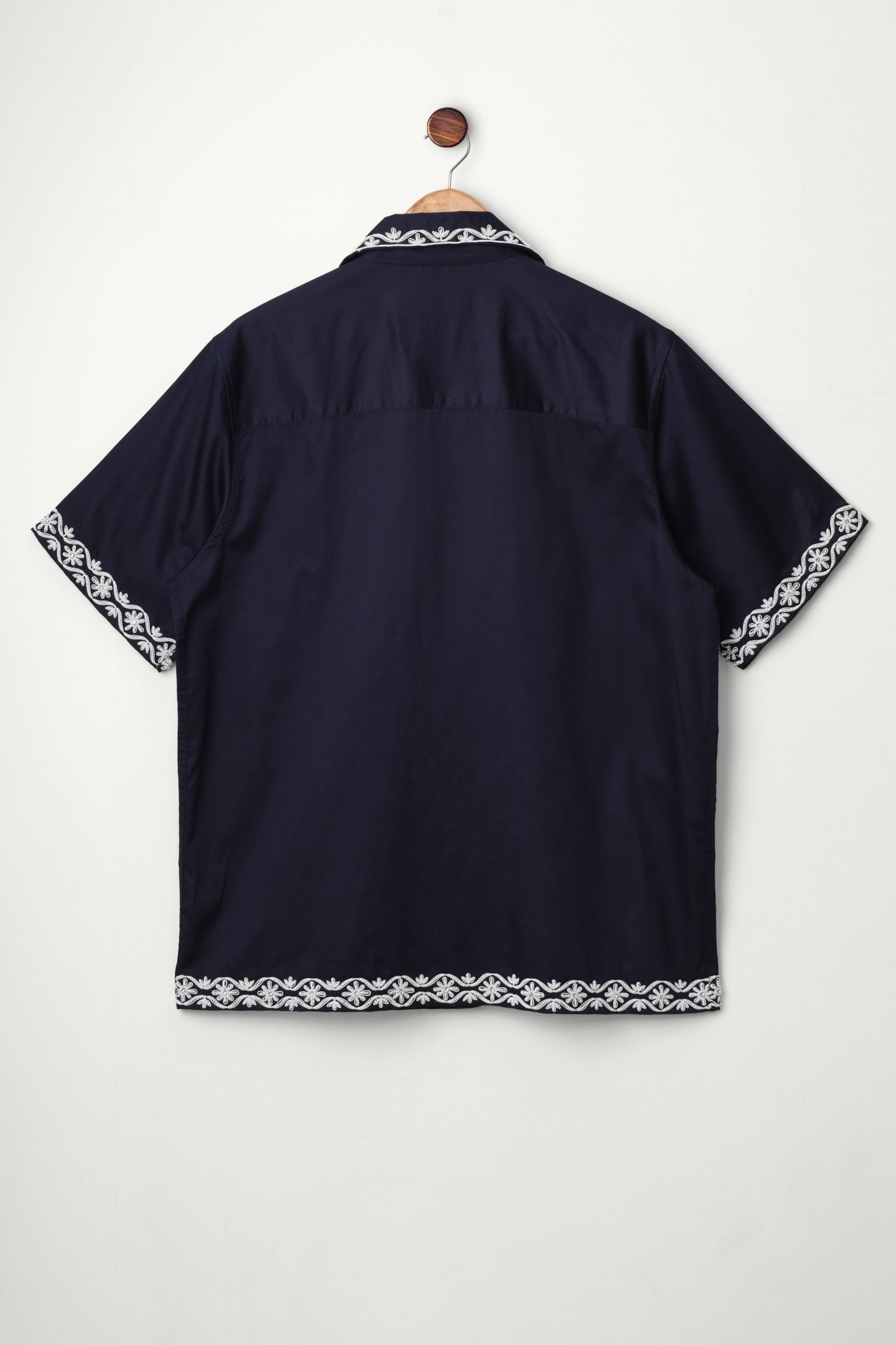 "Noir Jardin" hand embroidered shirt