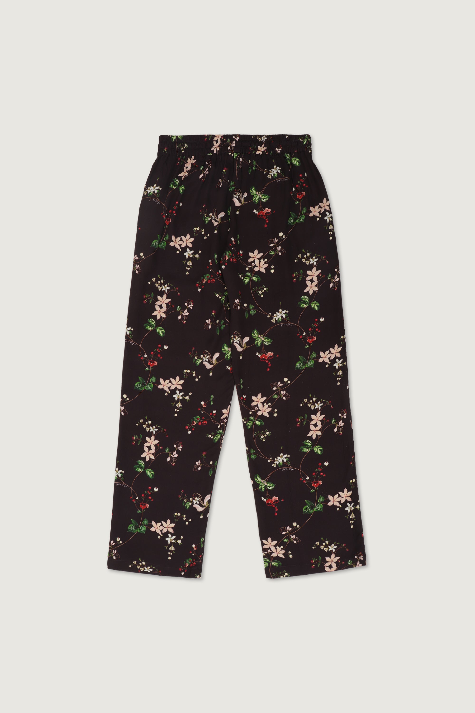 Floral printed lounge pants- chocolate brown