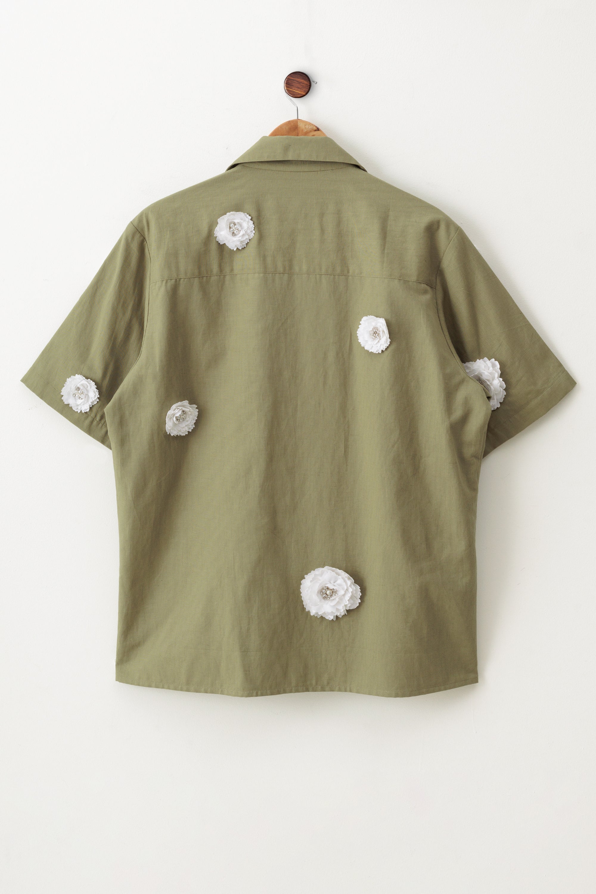 “Ivory floral” hand embroidered shirt