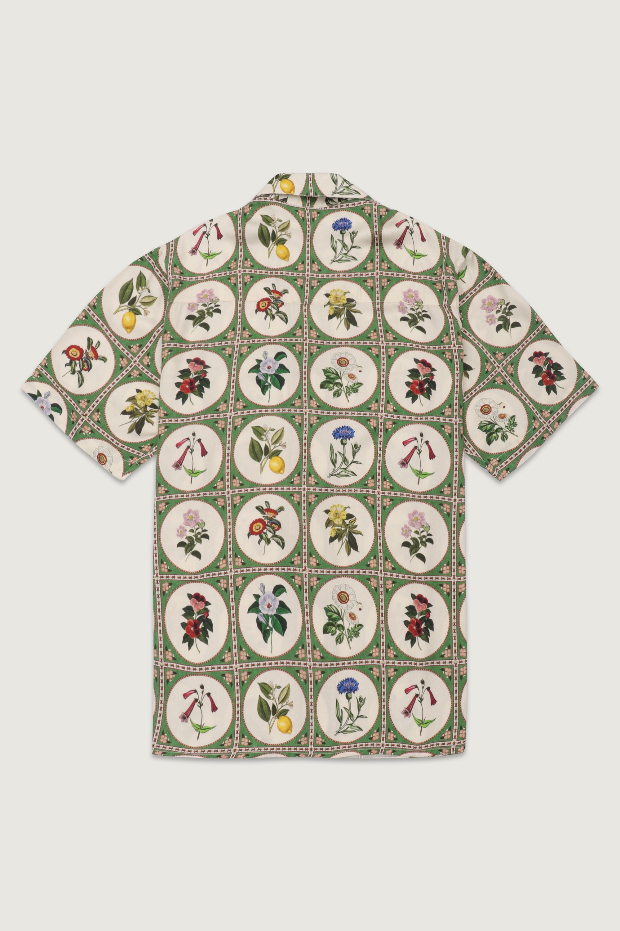 Botanical illustrations half sleeves shirt- Green