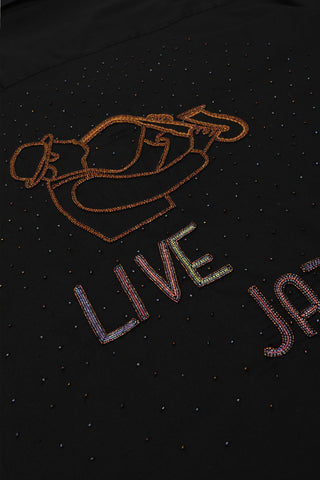 "Live jazz" hand embroidered Shirt