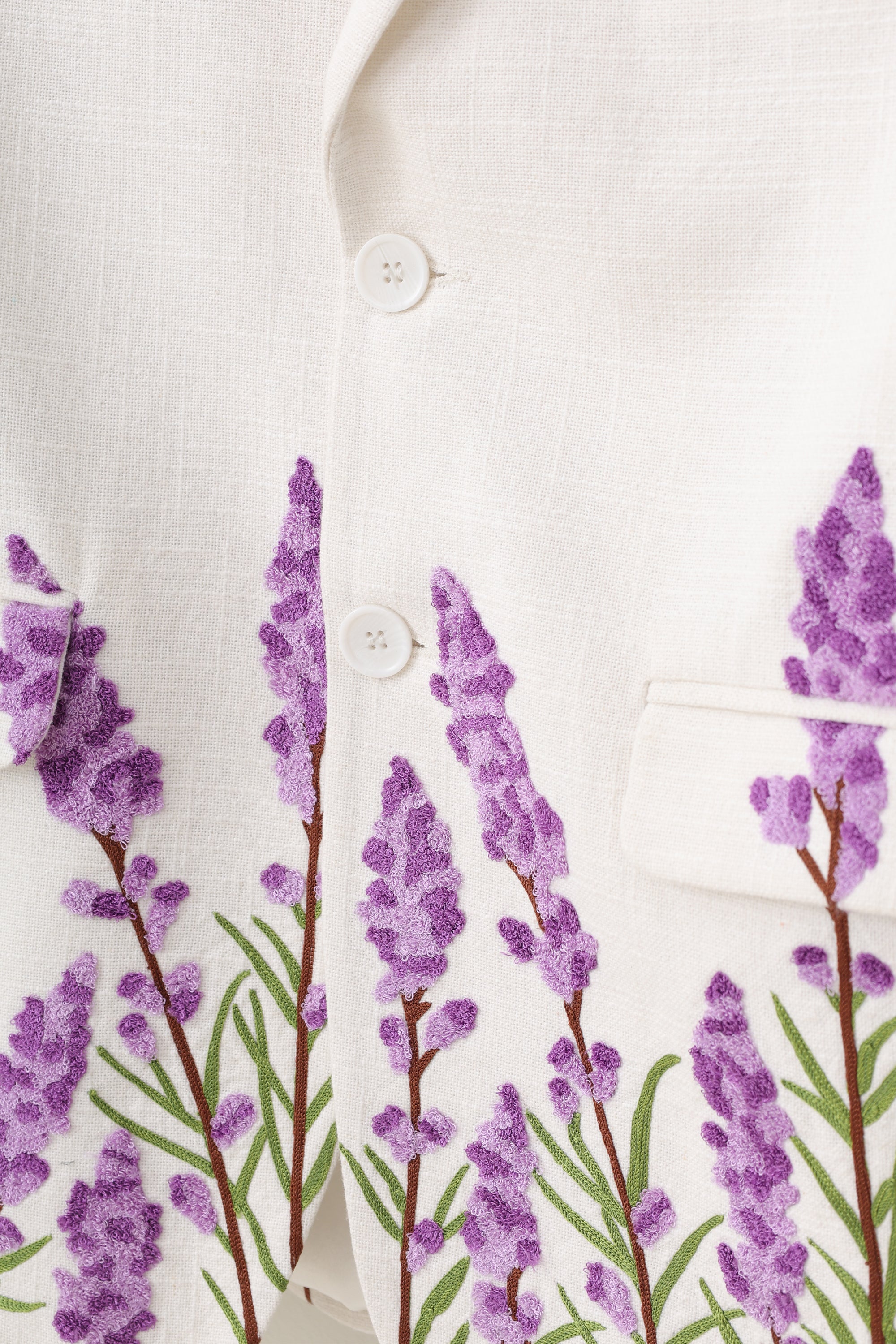 "Lavender fields" embroidered resort blazer