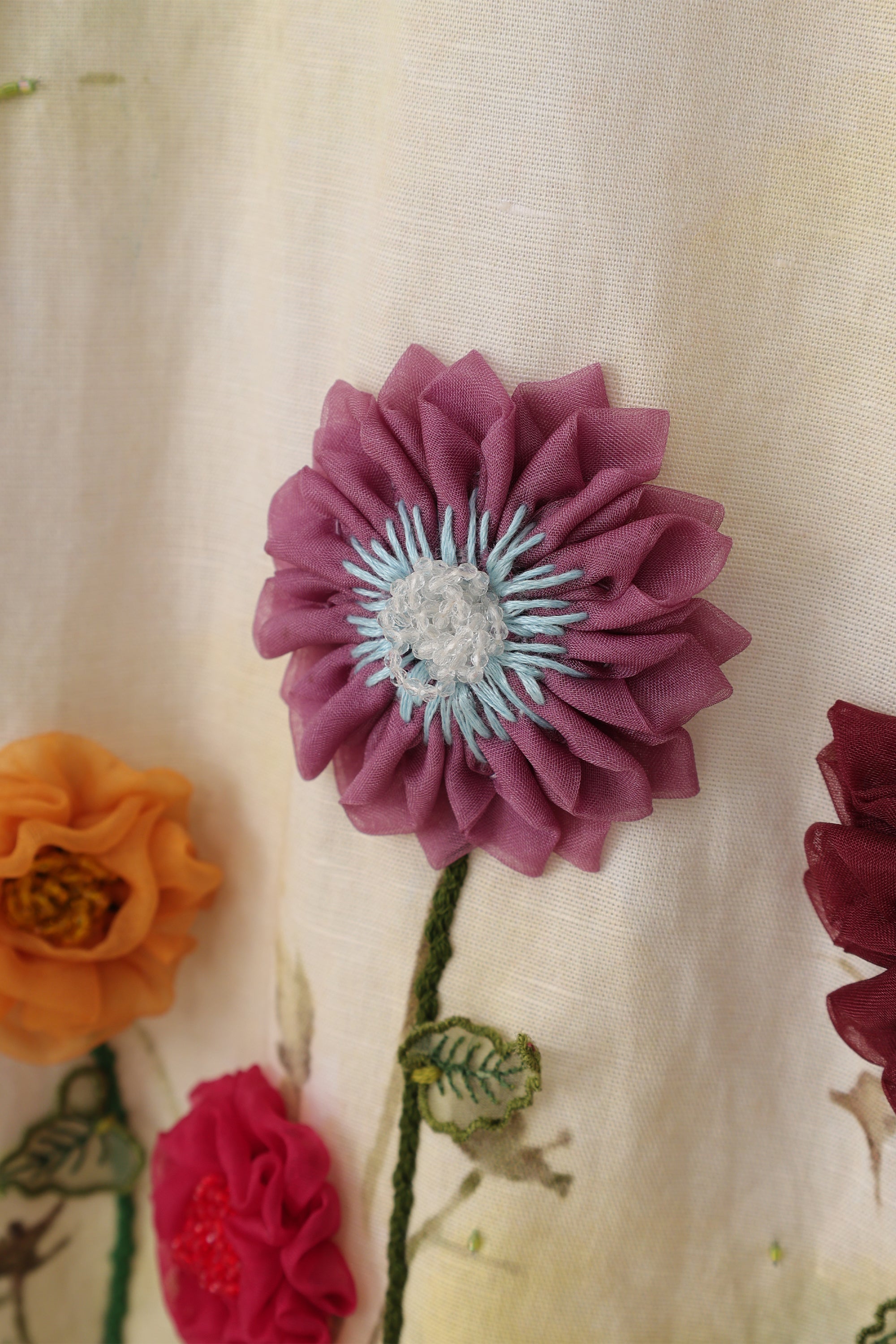 "Valley of flowers" hand embroidered linen shirt
