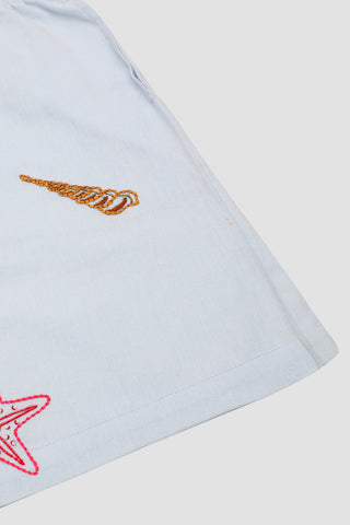 Seashells embroidered shorts
