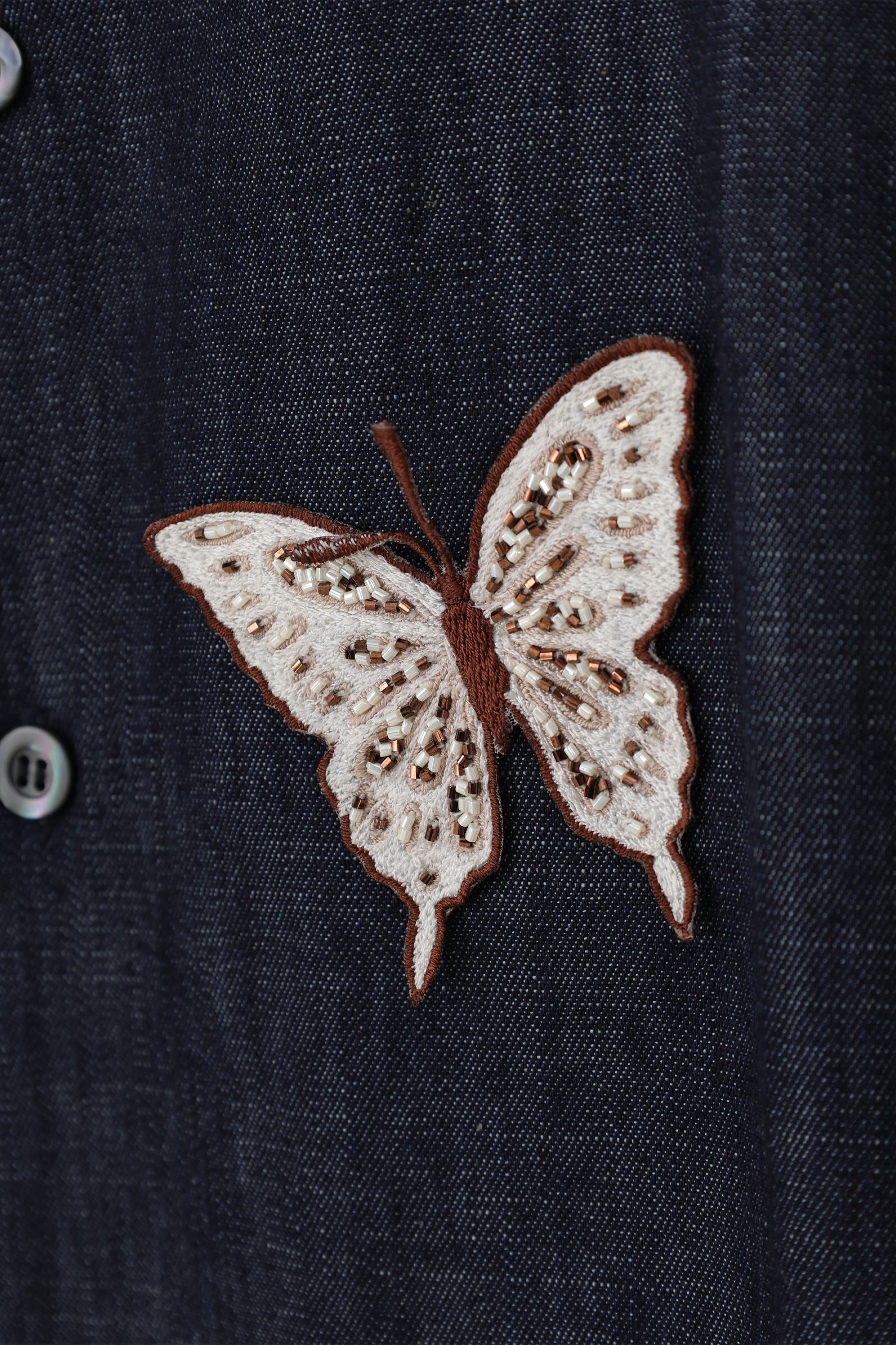 "Butterflies" hand embroidered denim shirt