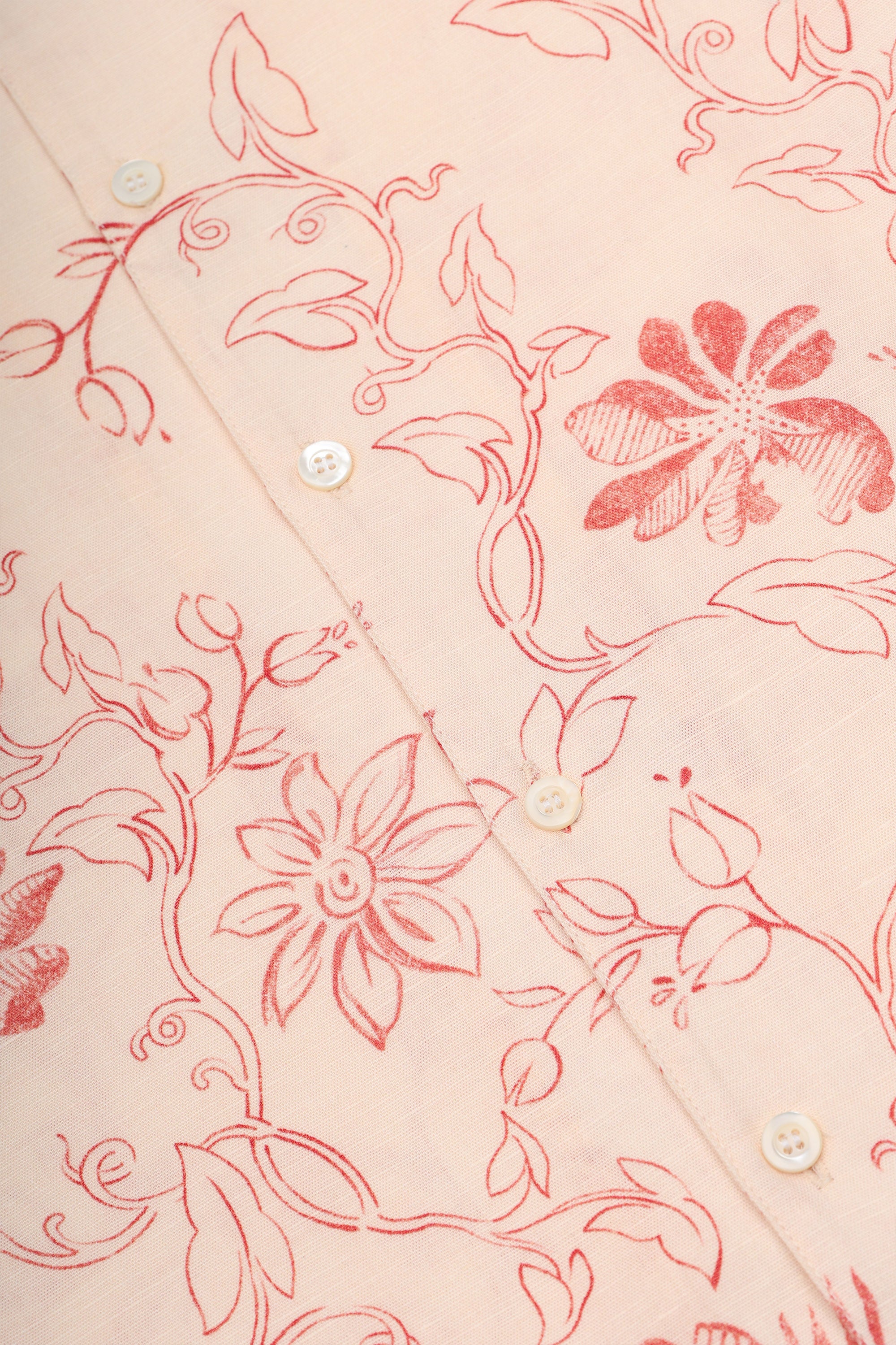 【CARAME】vintage floral print ブラウス 4Y Vintage Floral sketch Linen Shirt