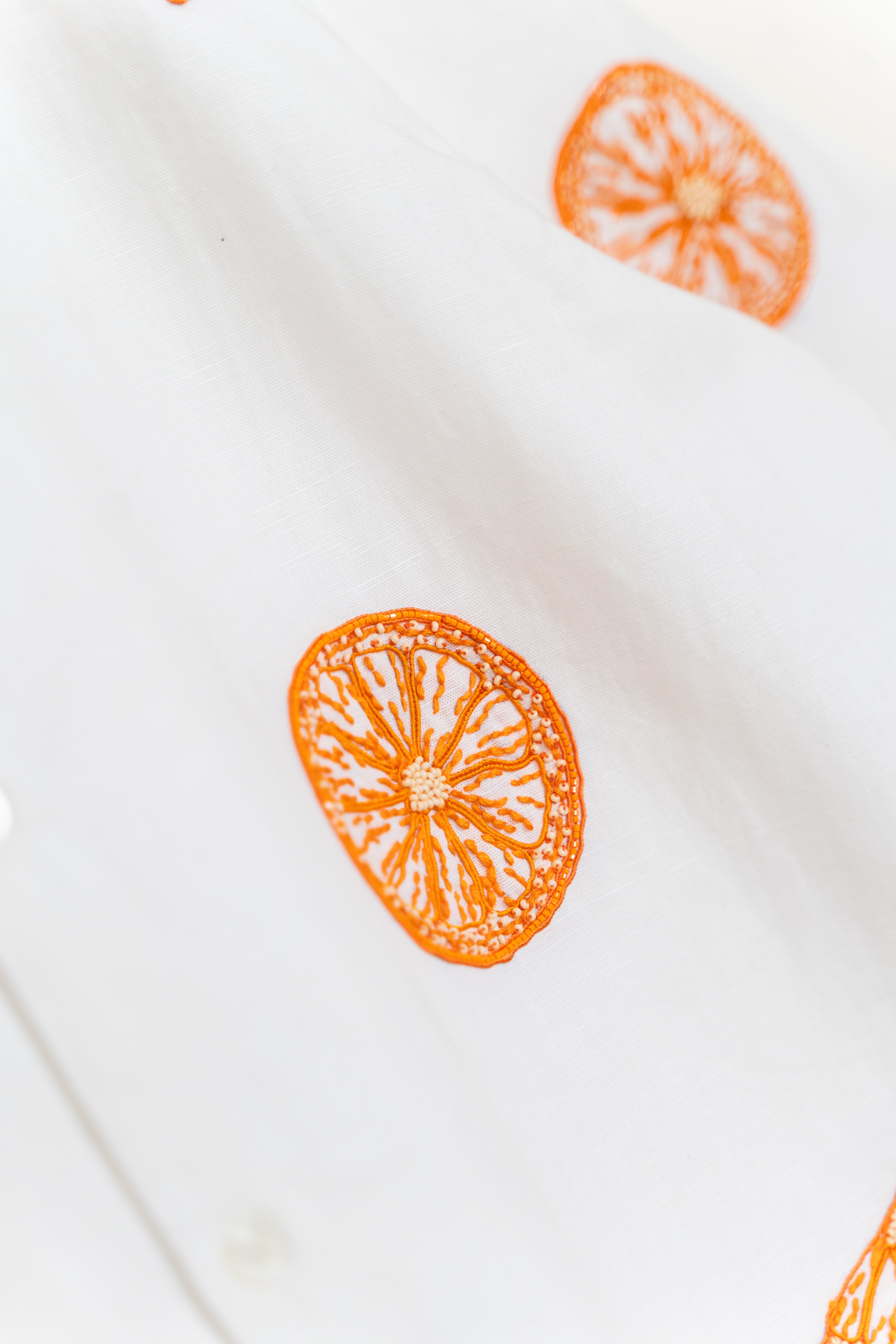 "Sunkissed Slices" hand embroidered shirt