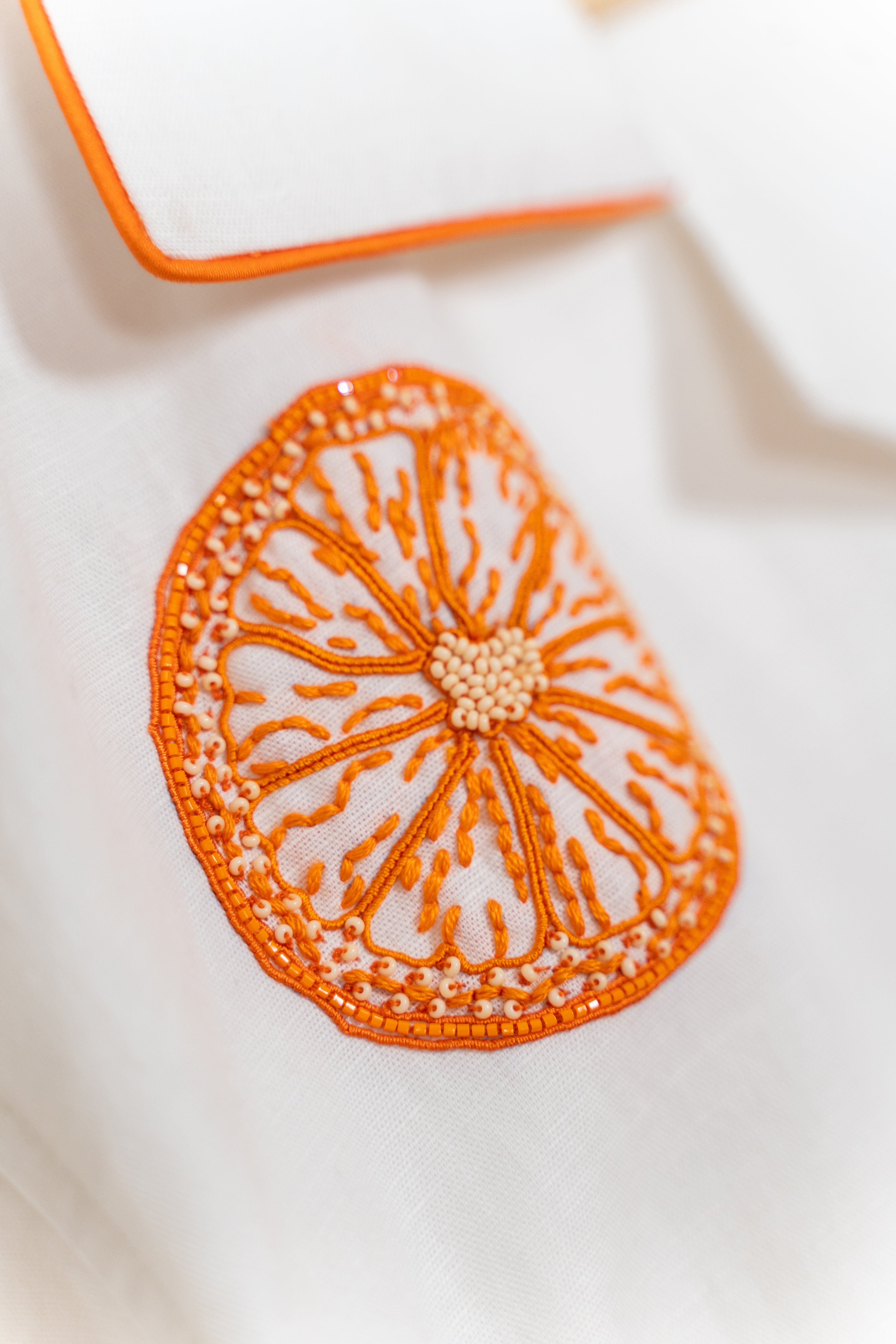 "Sunkissed Slices" hand embroidered shirt