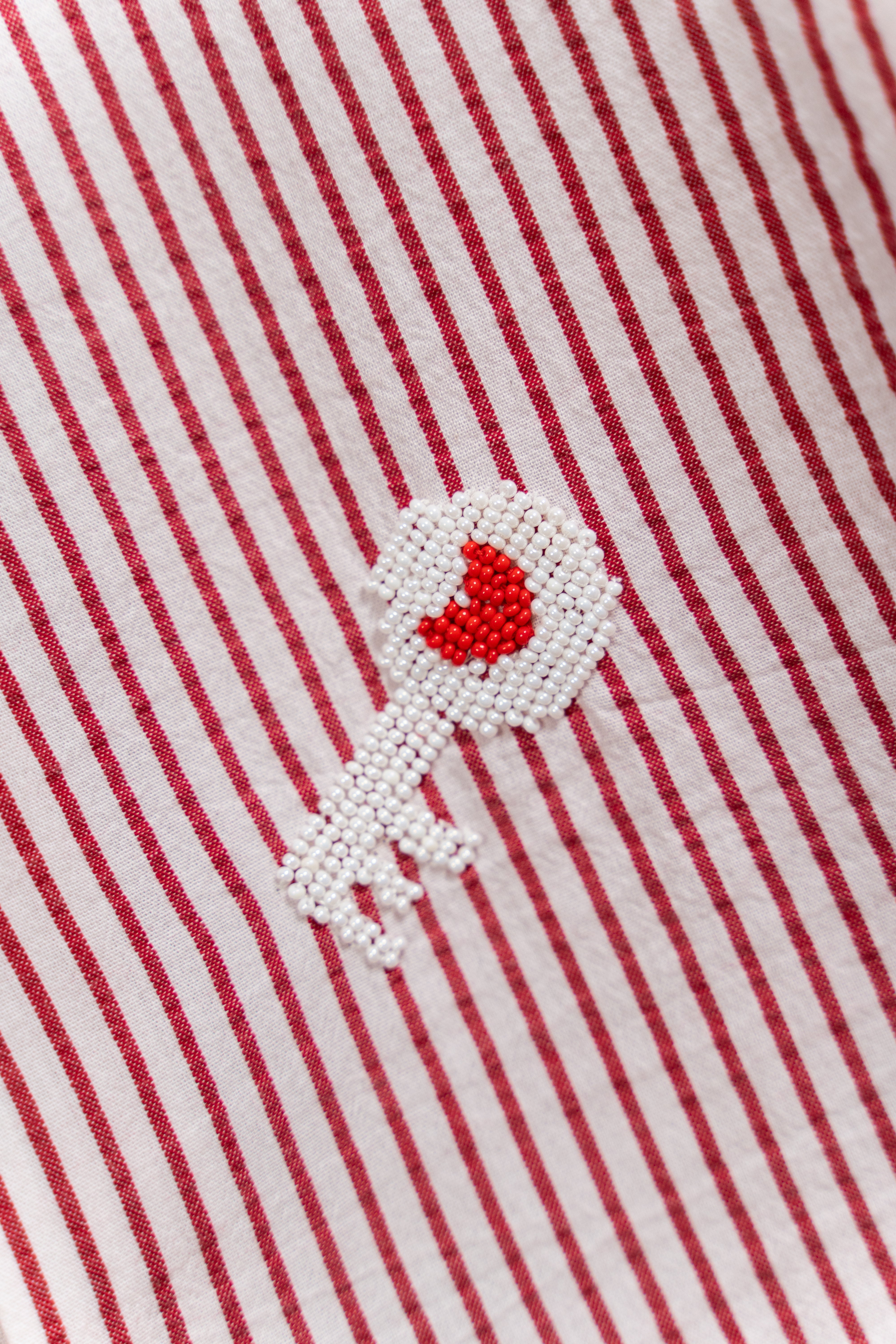 "8-bit love" hand embroidered shirt