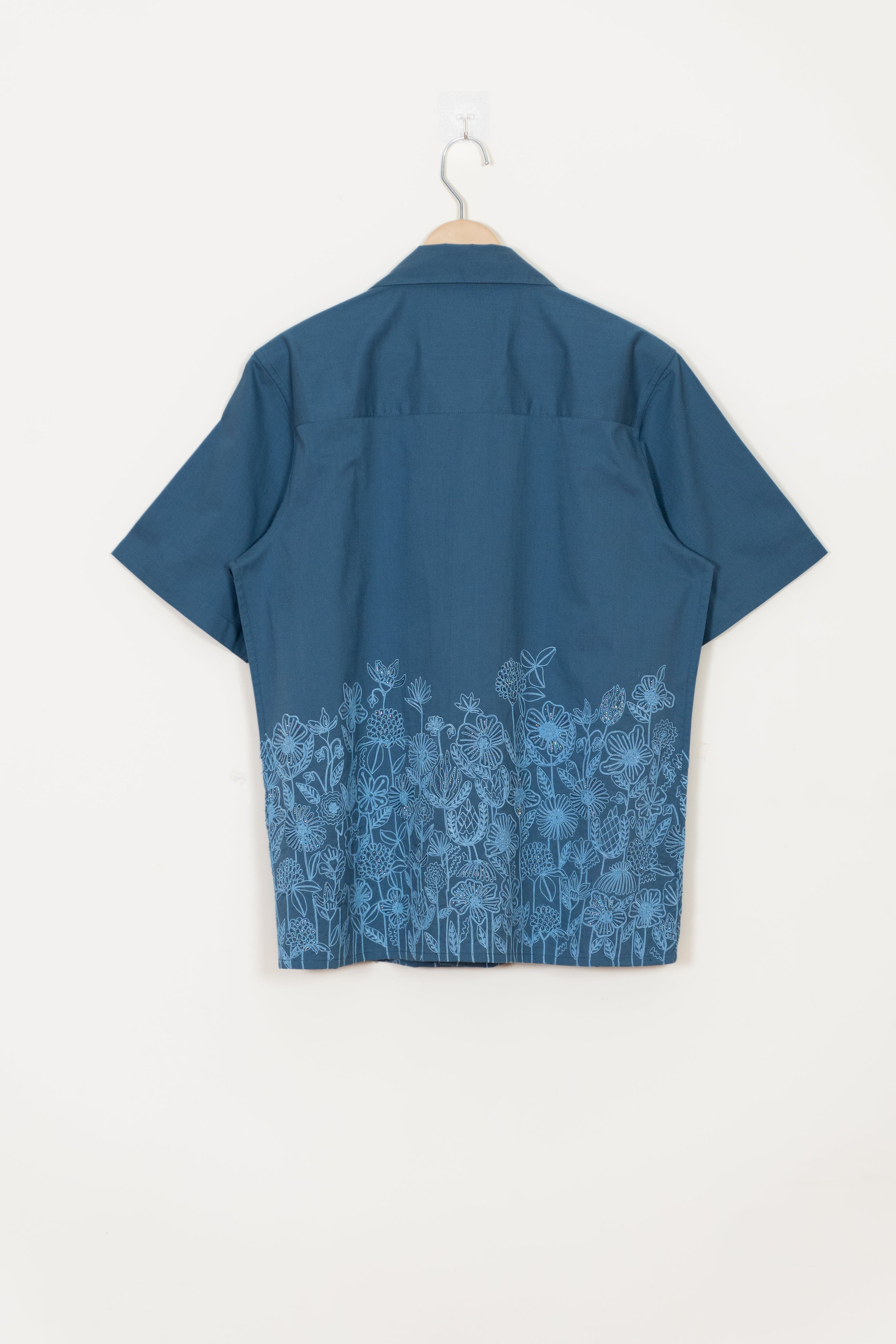Floral embroidered shirt- Blue