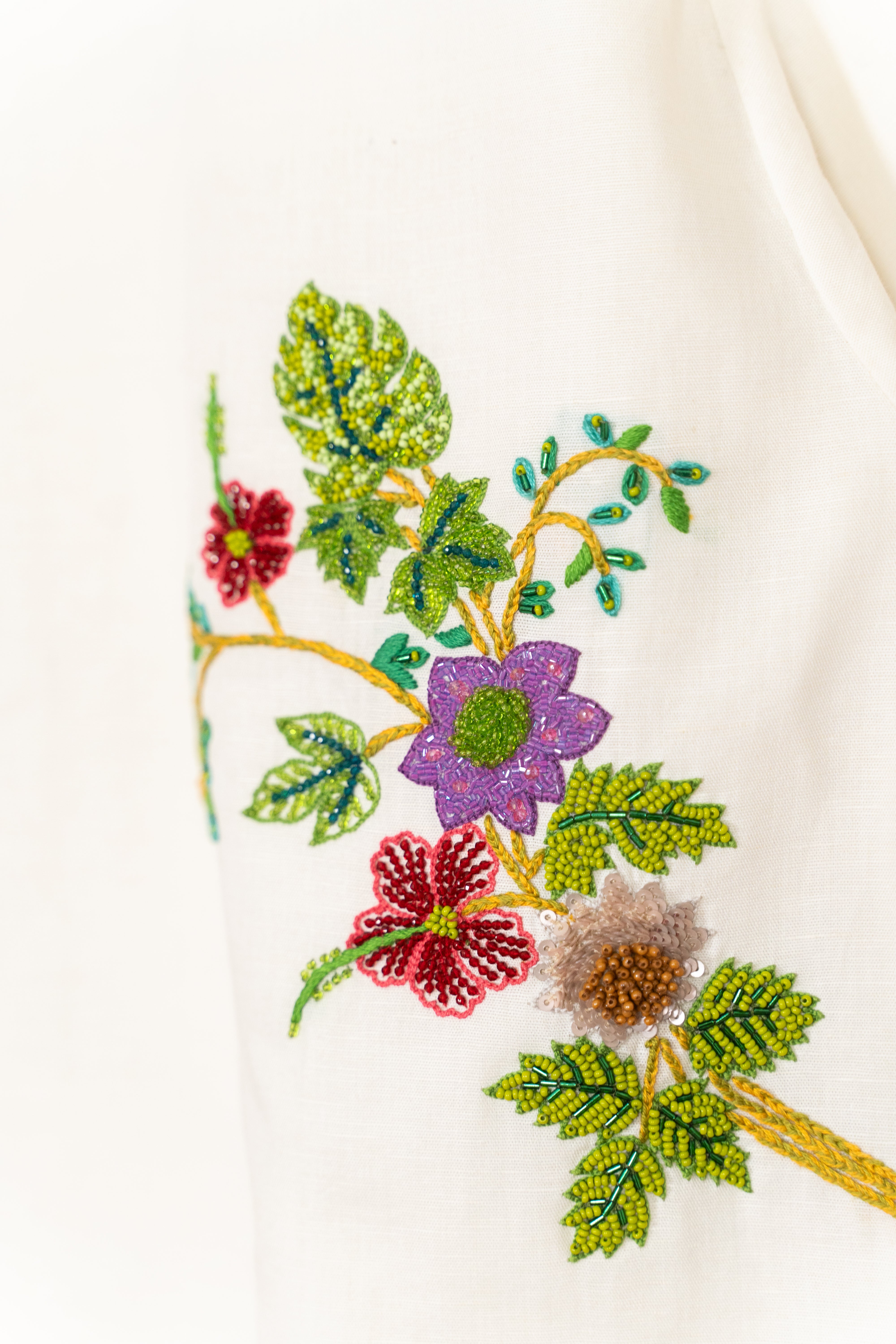 "Spring bloom" hand embroidered shirt