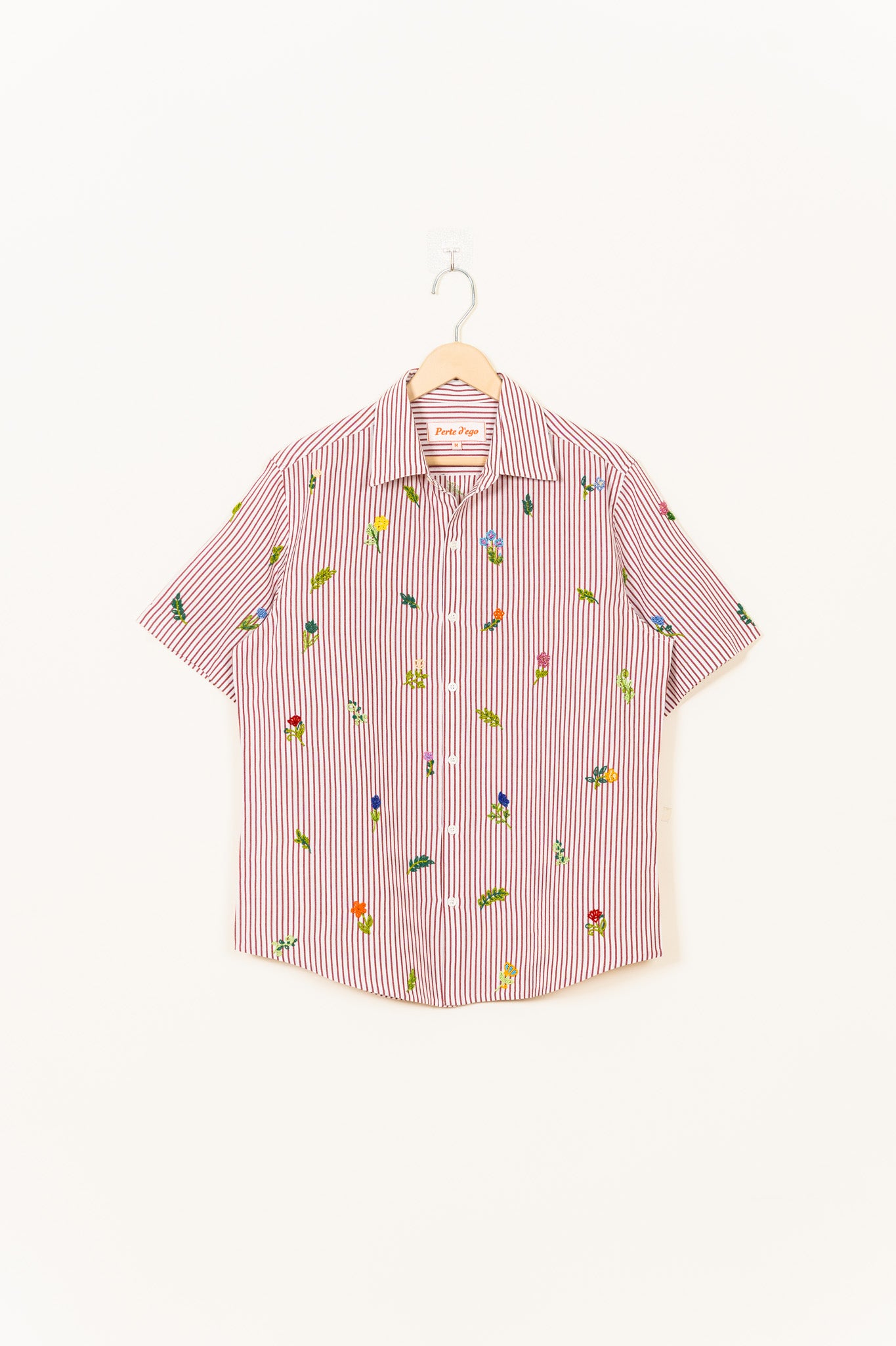 "Floral stripes" hand embroidered Shirt