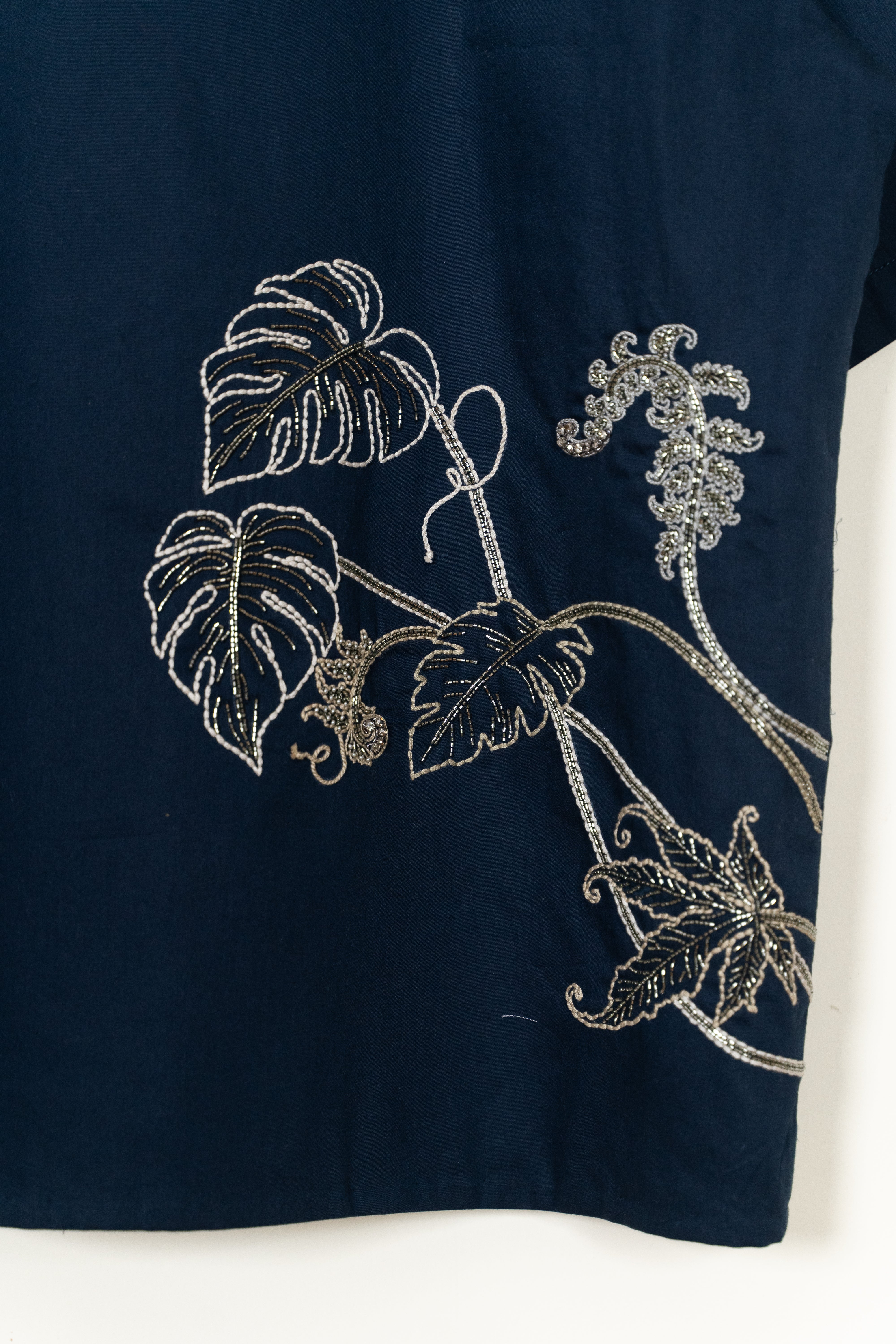 "Celestial vines" hand embroidered Shirt