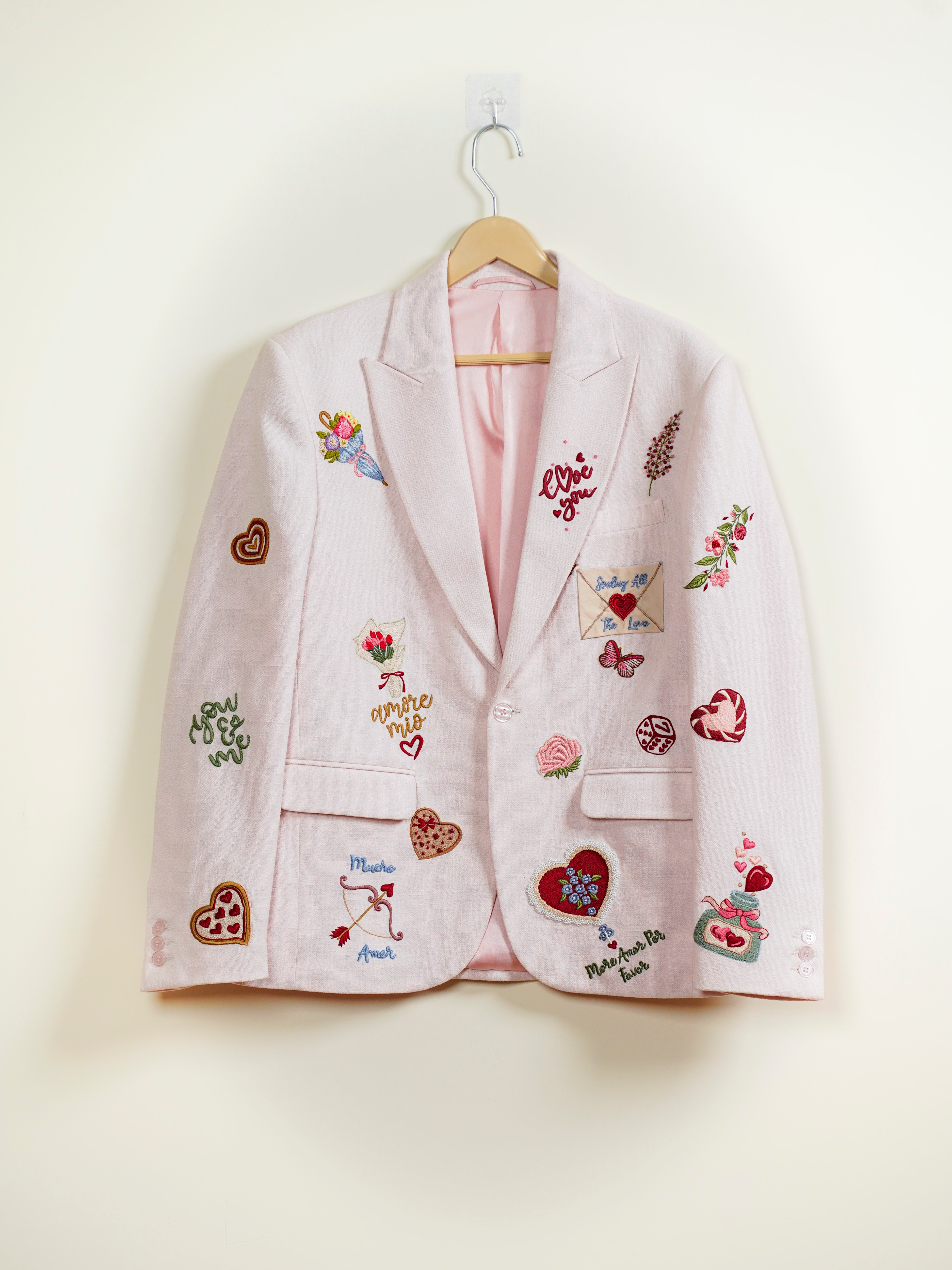 “Amore Mio” hand embroidered blazer