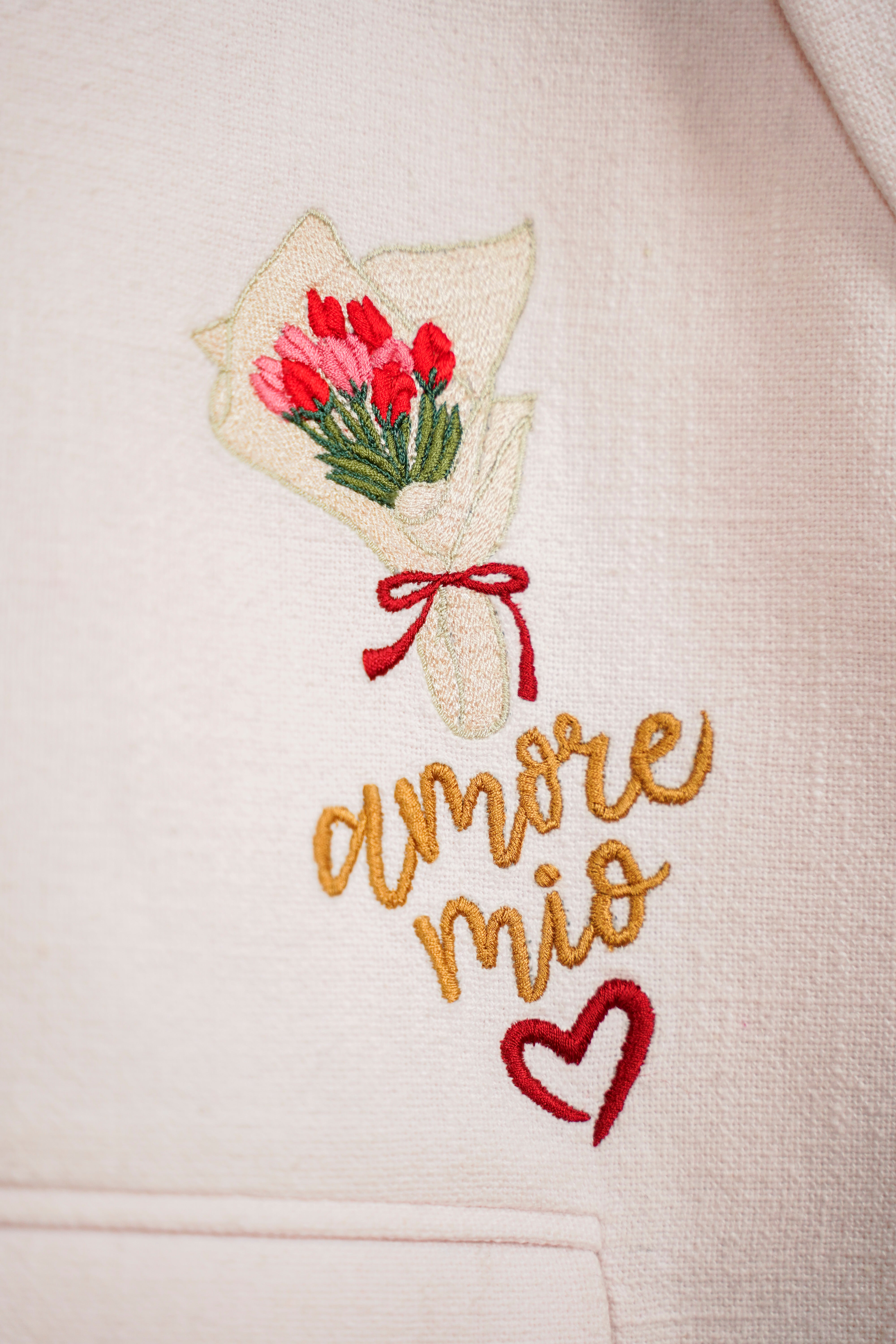 “Amore Mio” hand embroidered blazer