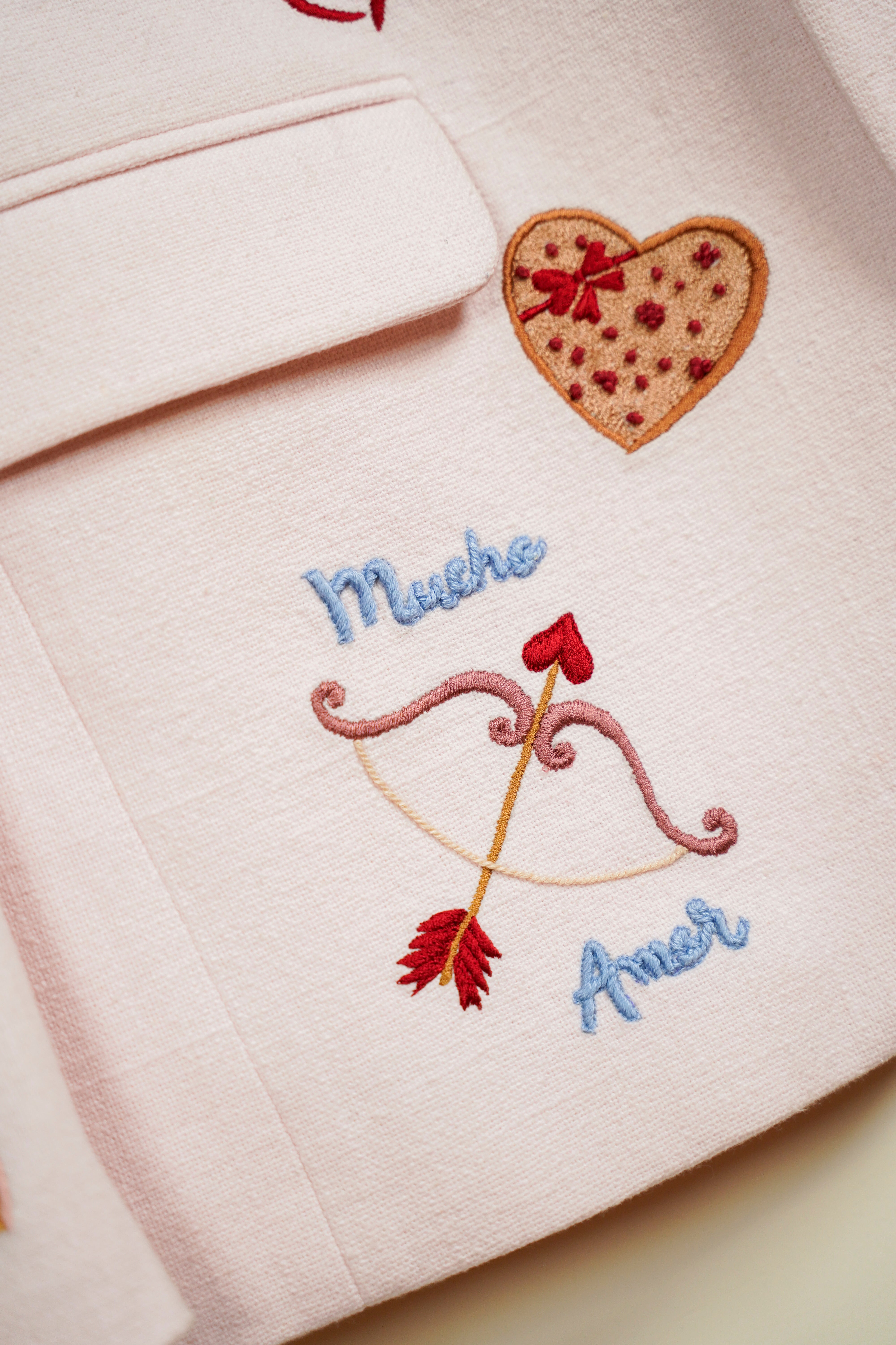 “Amore Mio” hand embroidered blazer