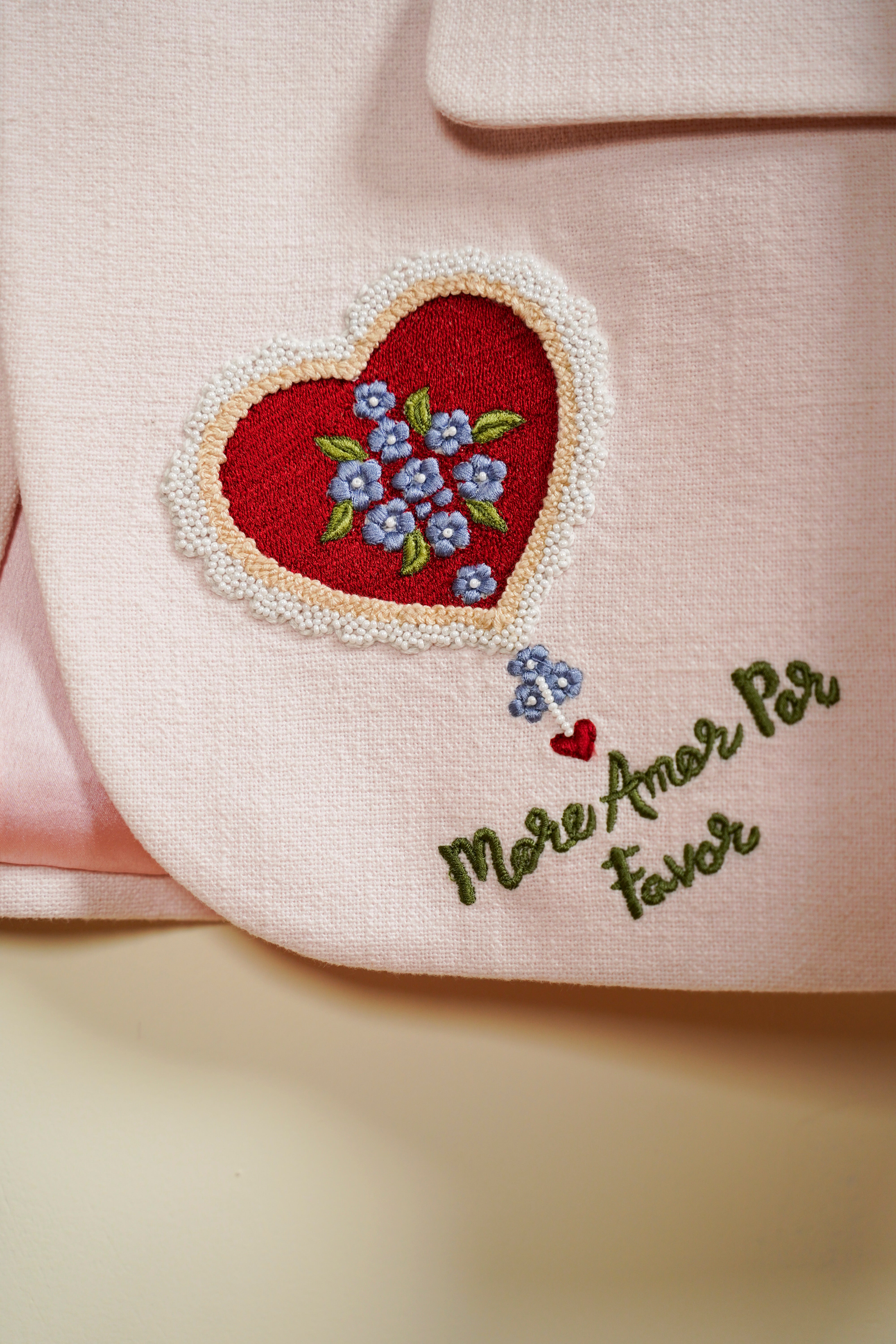 “Amore Mio” hand embroidered blazer