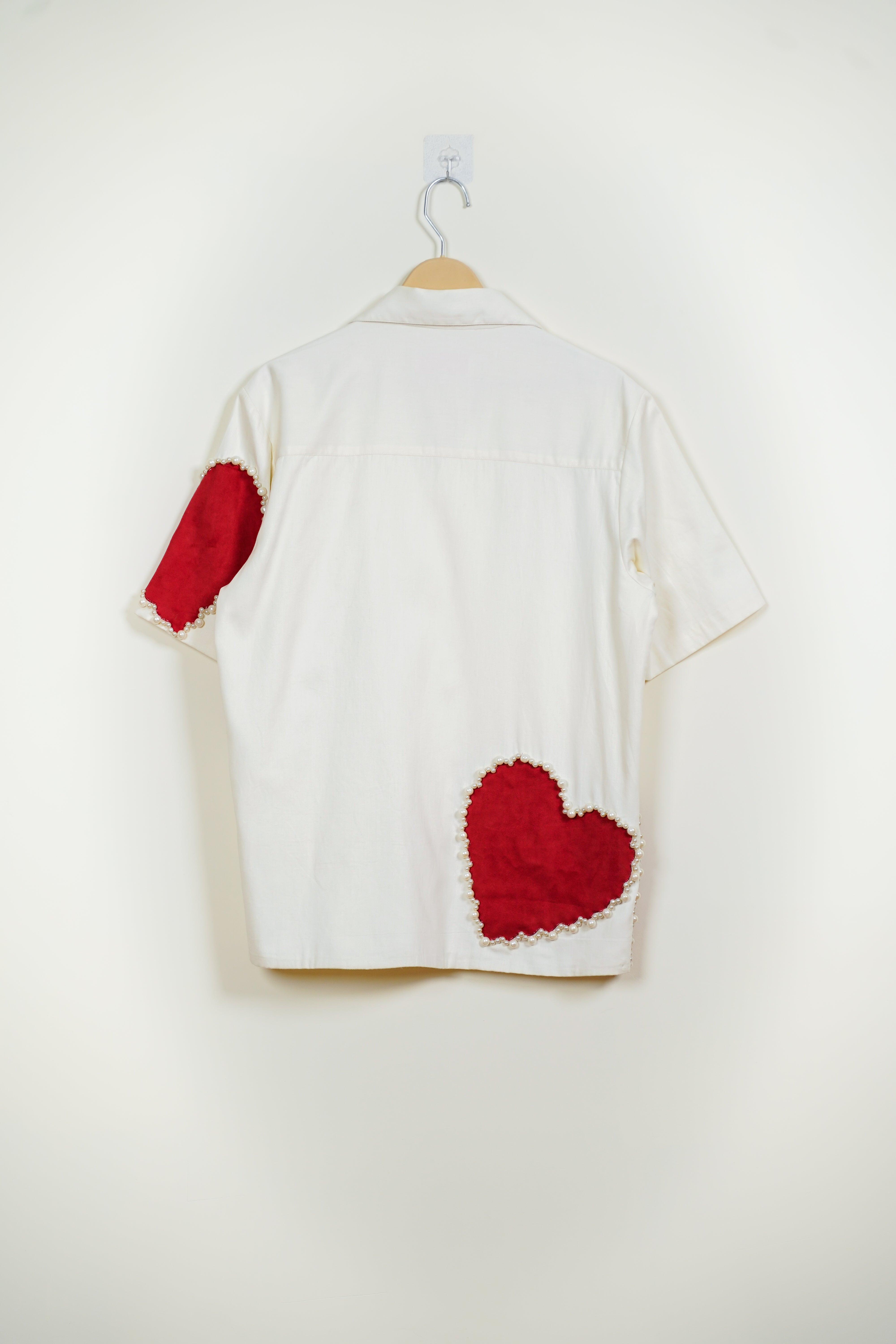 Hearts applique with pearls shirt