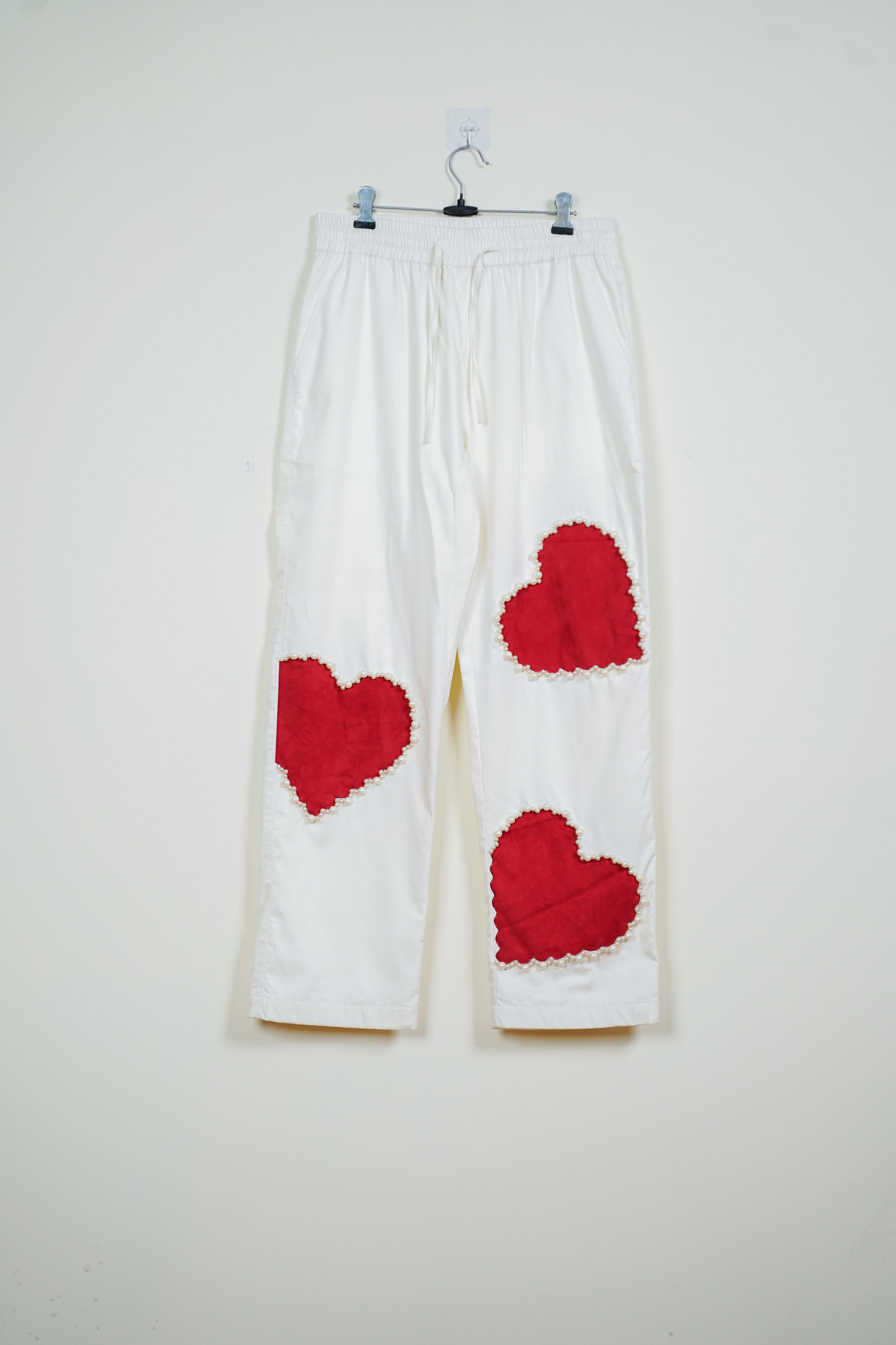 Hearts appliqué with pearls lounge pants