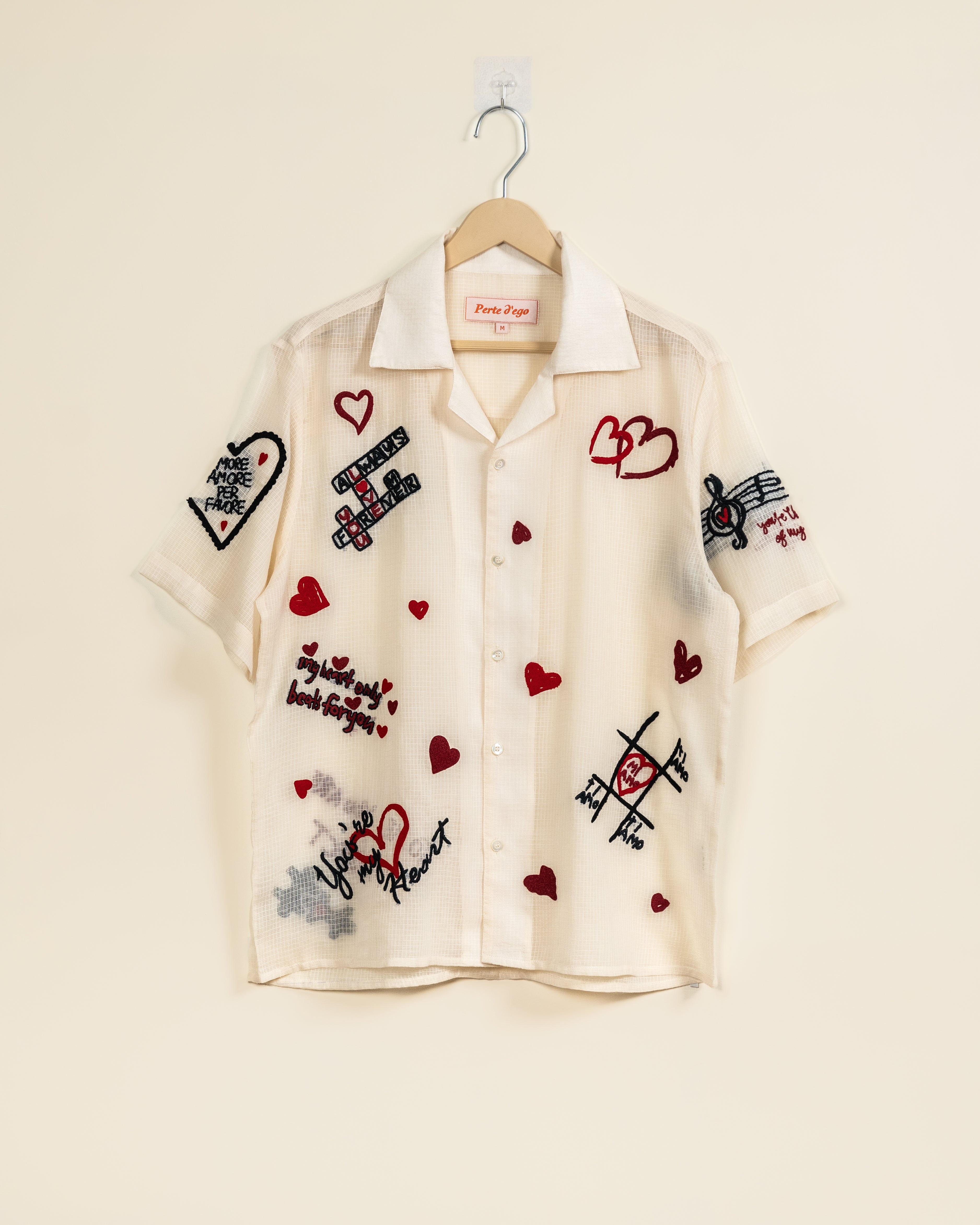 "Mi Amor" Hand embroidered hearts Shirt