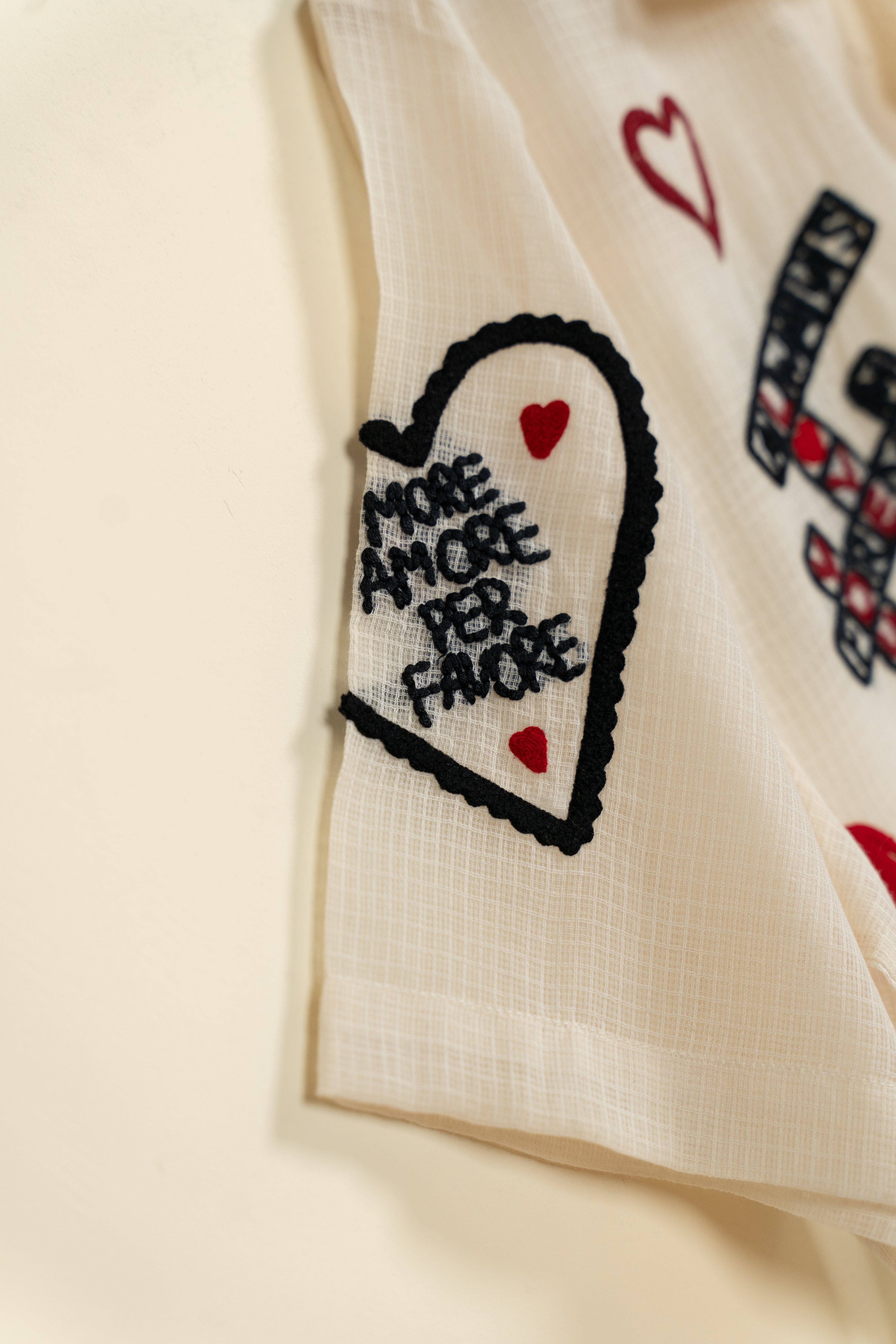 "Mi Amor" Hand embroidered hearts Shirt