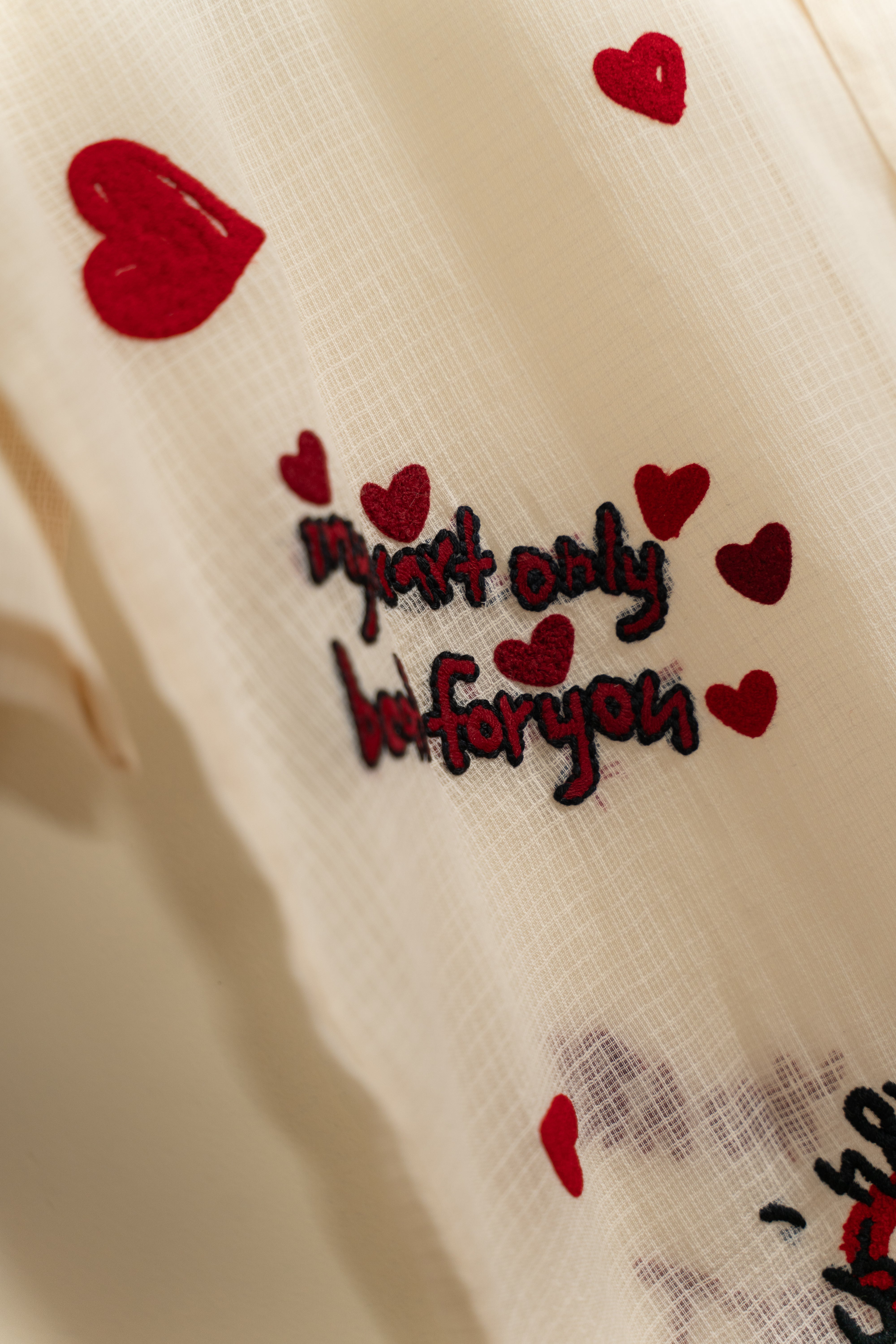 "Mi Amor" Hand embroidered hearts Shirt