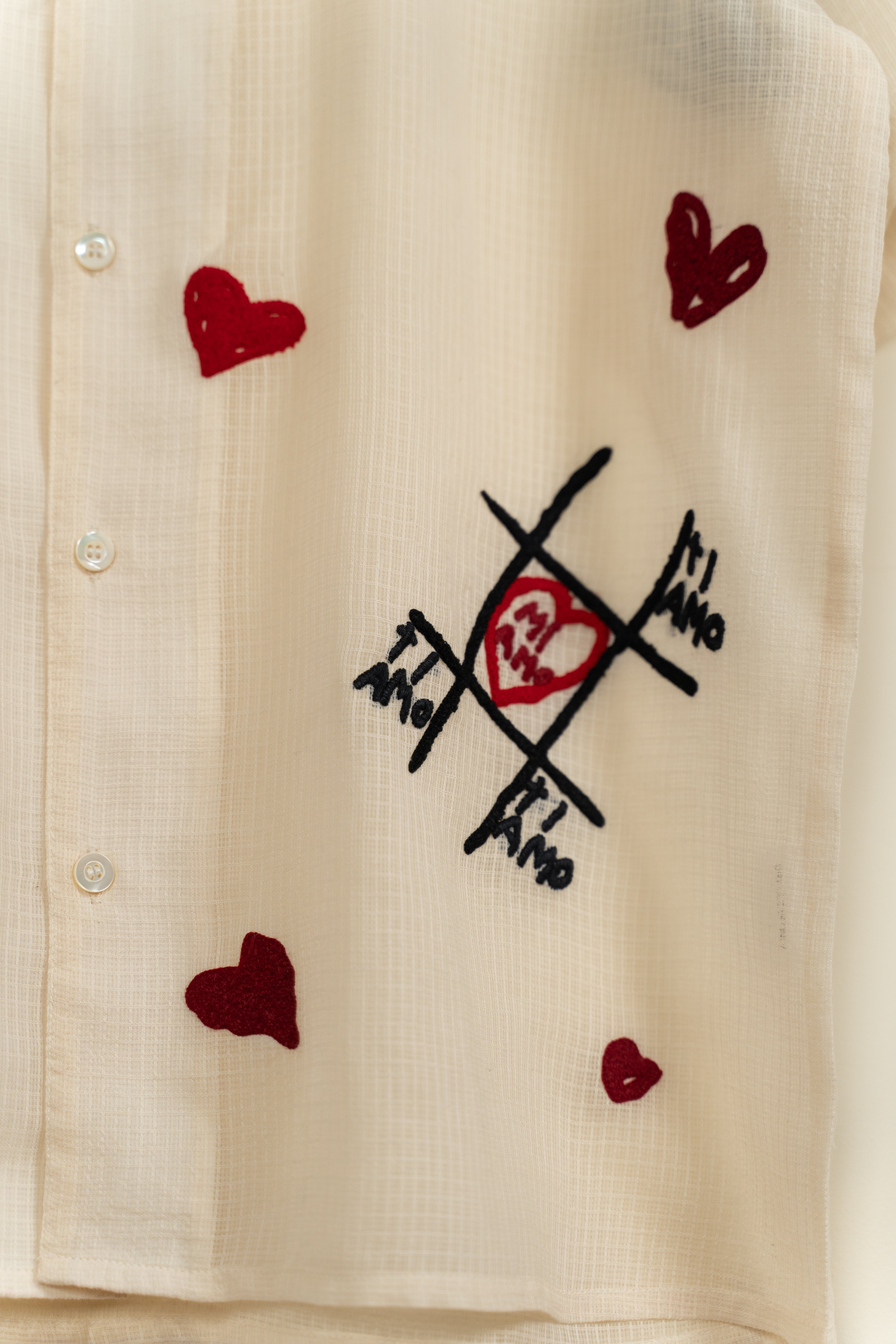 "Mi Amor" Hand embroidered hearts Shirt