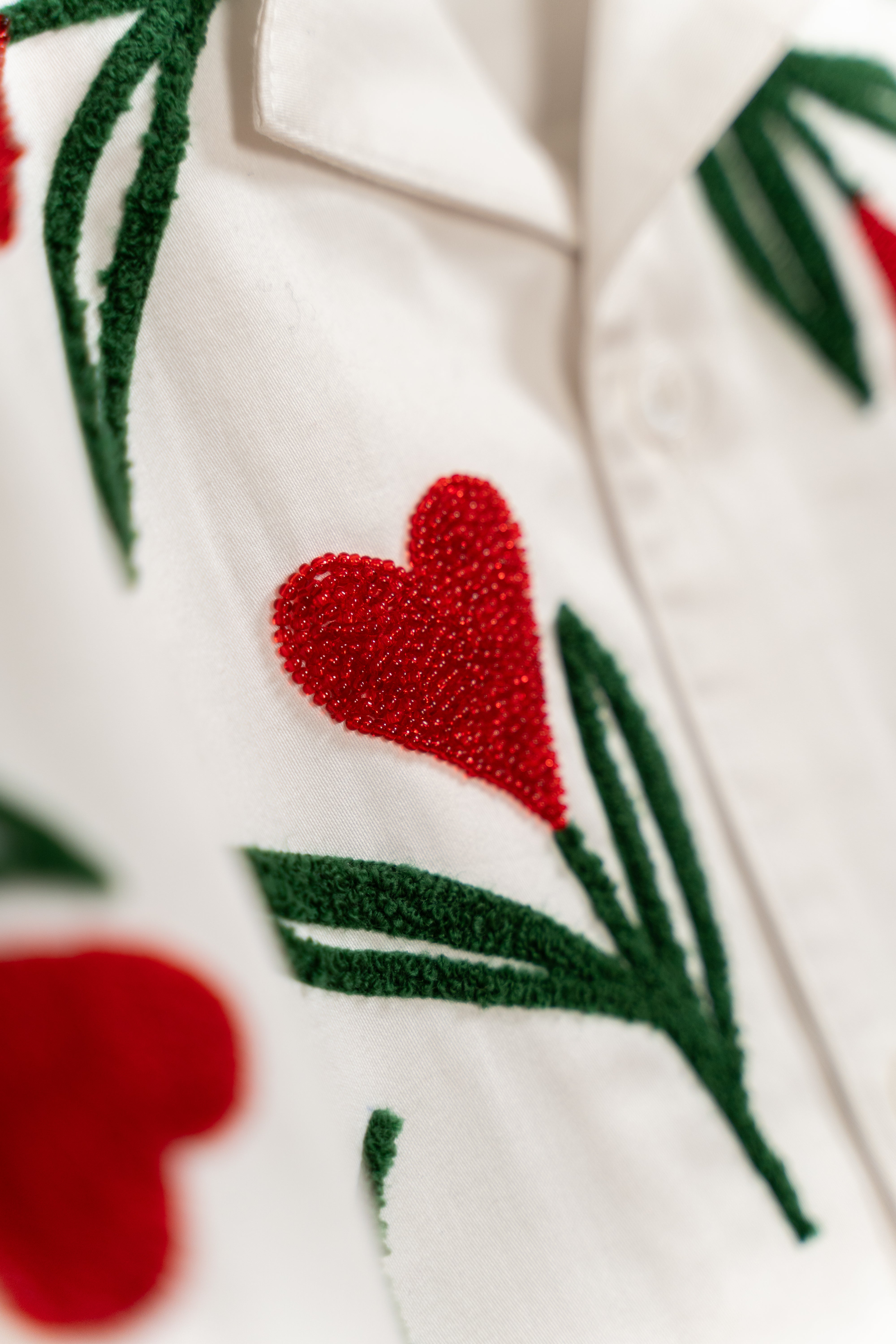 “Garden of love” hand embroidered shirt