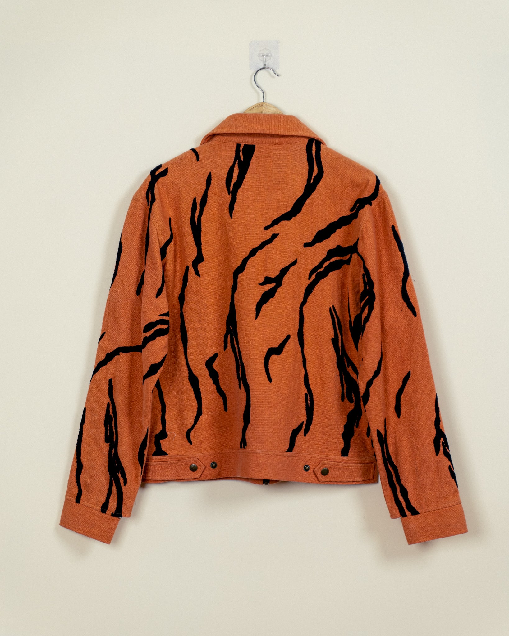 Tiger stripes embroidered zip up jacket