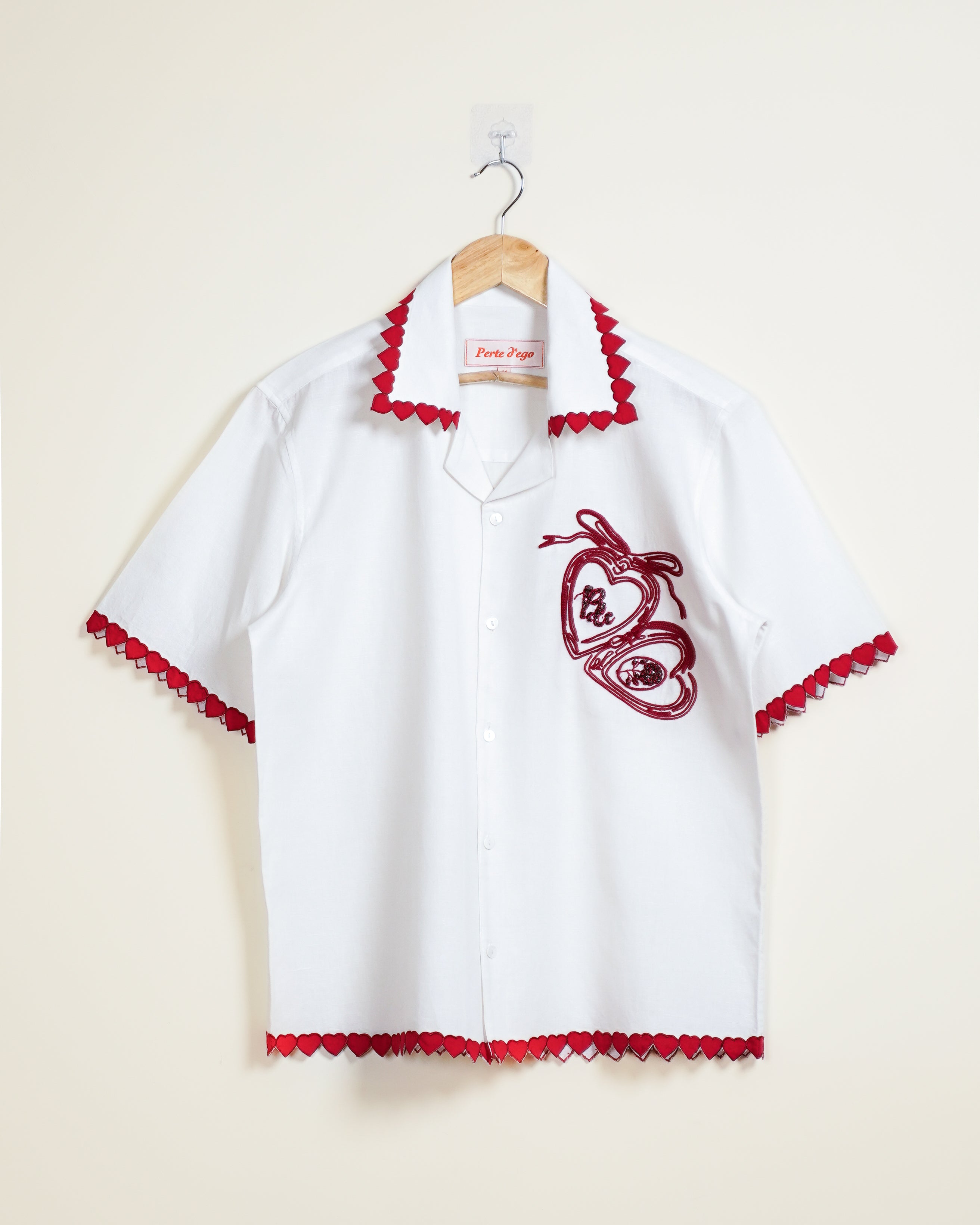 "Love locket" hand embroidered shirt