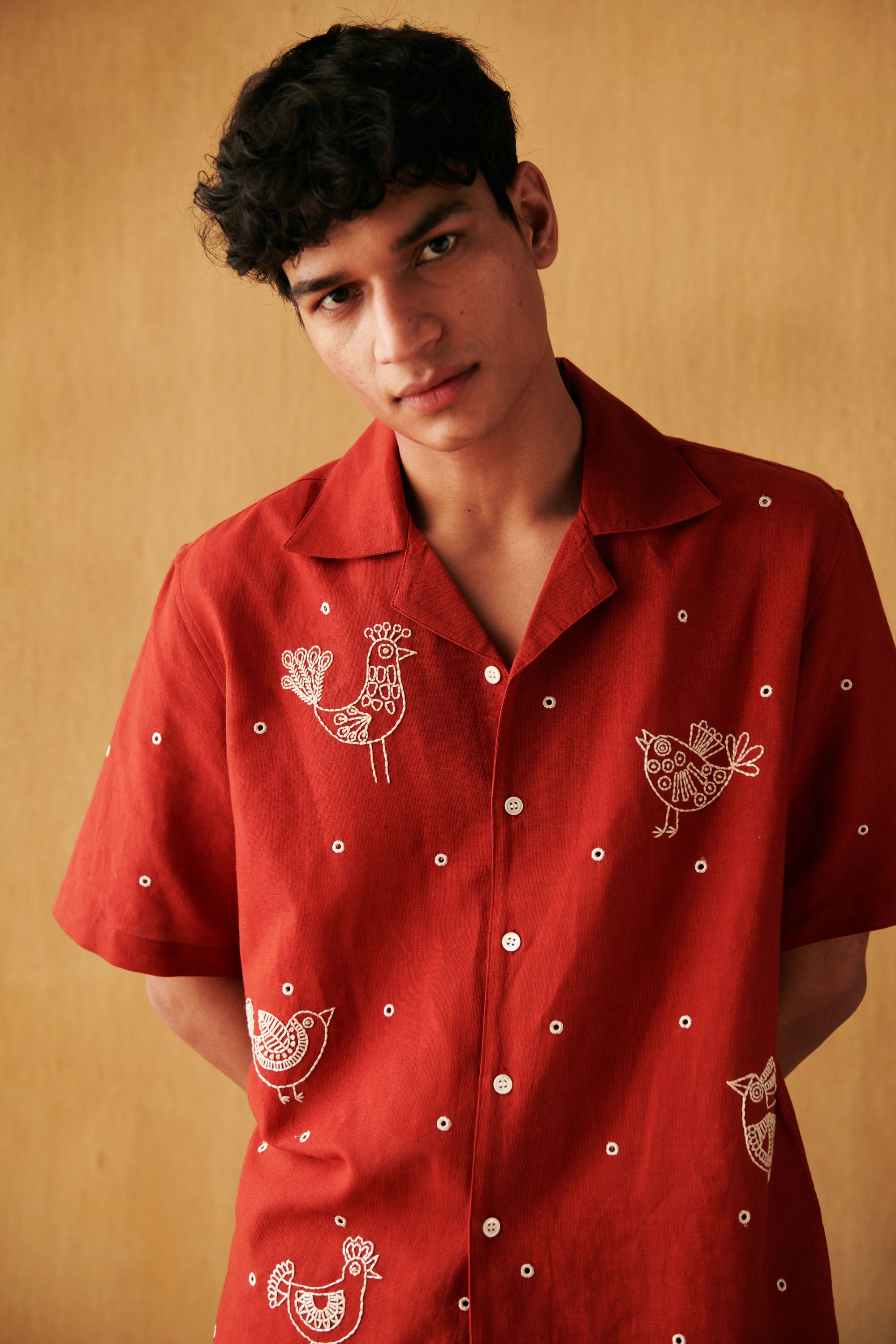 "Afternoon in Tuscany" hand embroidered Shirt