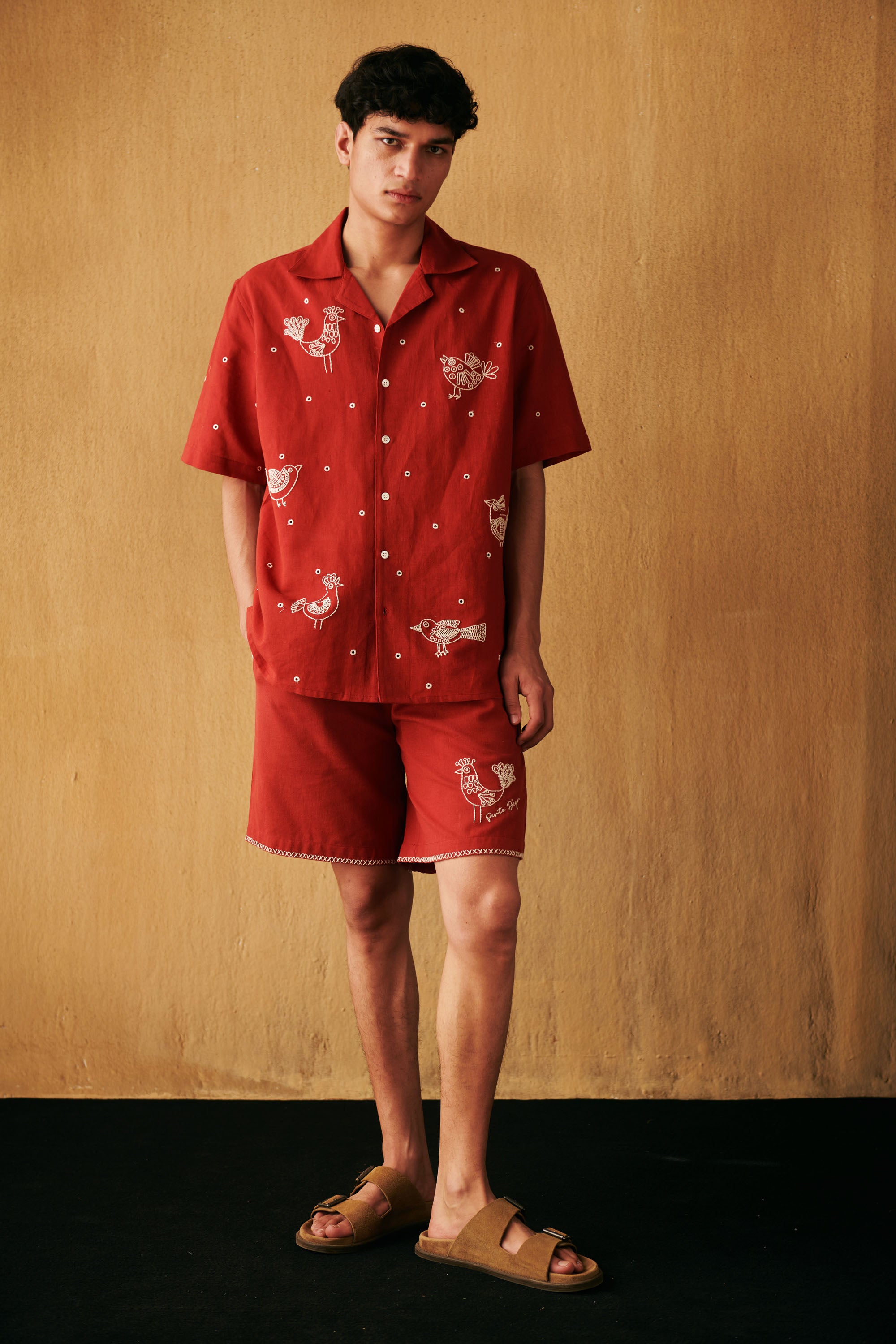 "Afternoon in Tuscany" embroidered shorts