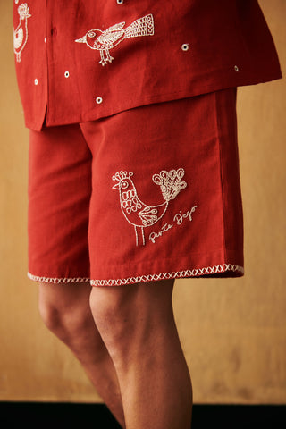 "Afternoon in Tuscany" embroidered shorts